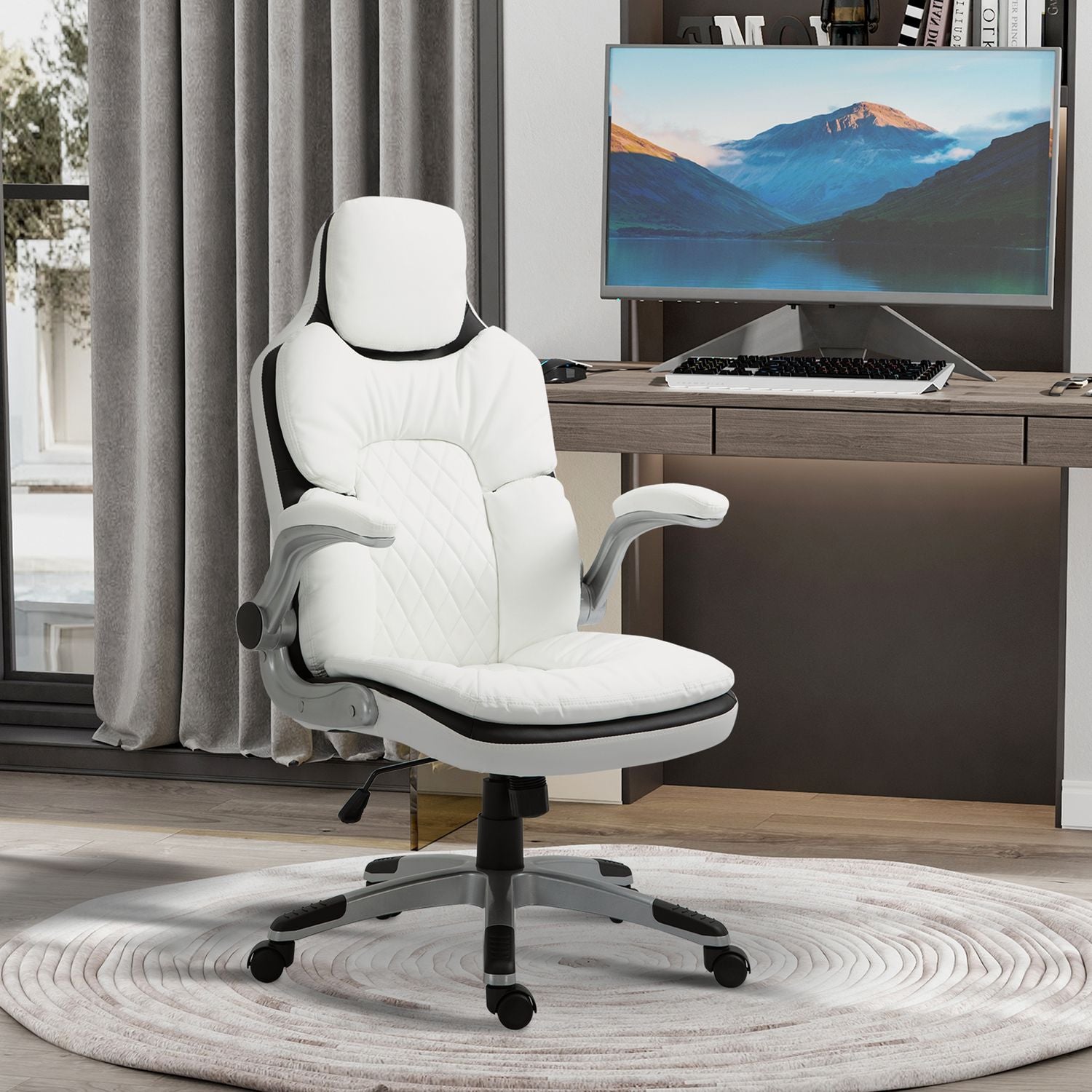 Ergonomisk kontorsstol, justerbar höjd & hopfällbara armstöd