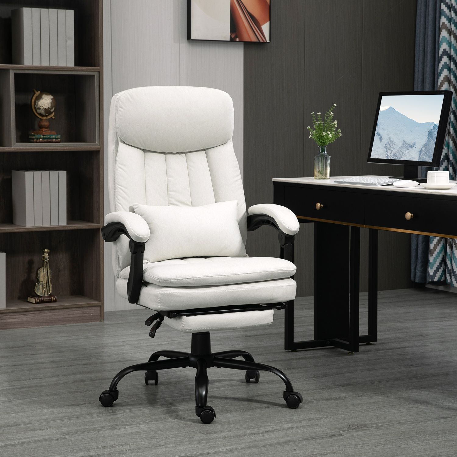 Ergonomisk Krämvit Executive Massage Kontorsstol