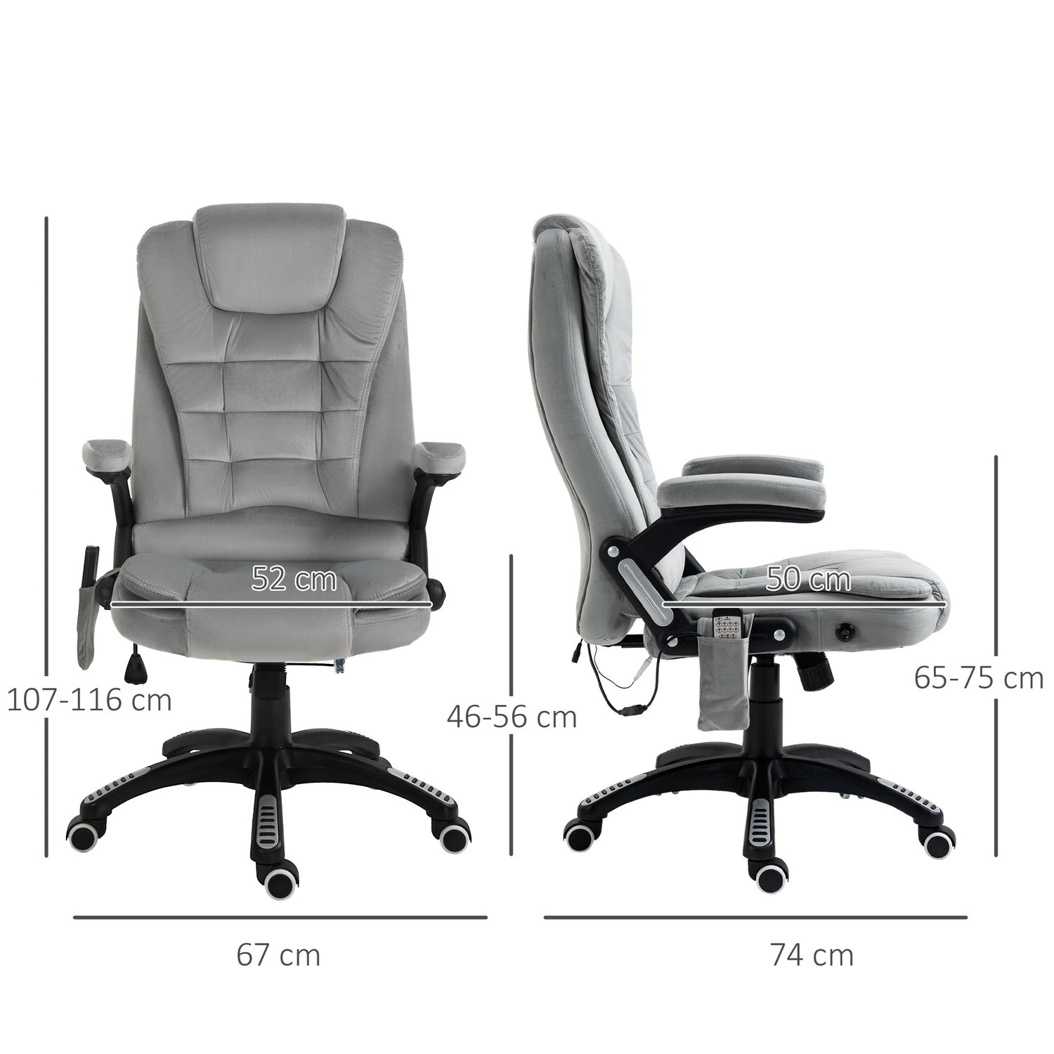 Ergonomisk grå massagestol – höjdjusterbar kontor/spel