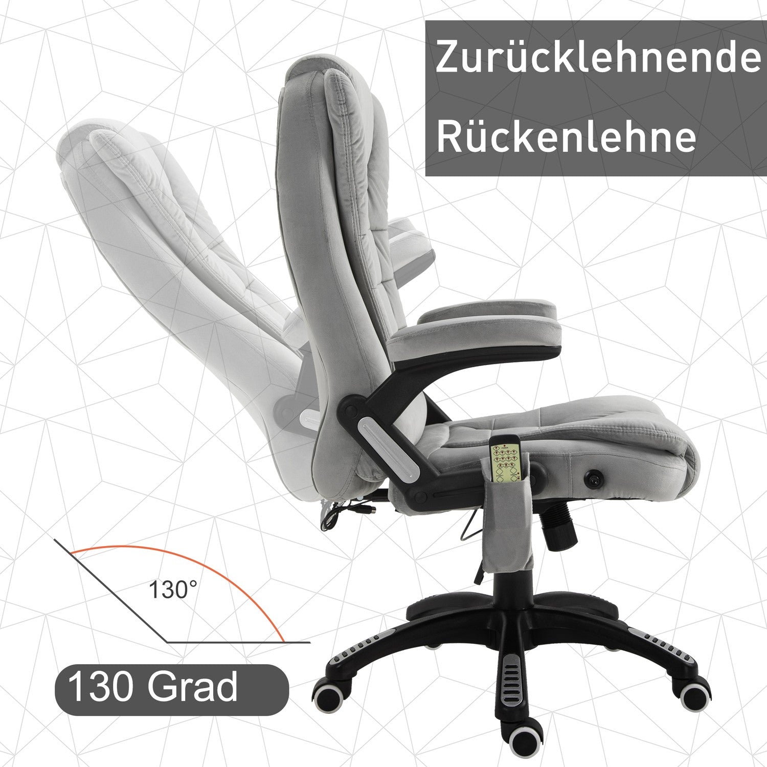 Ergonomisk grå massagestol – höjdjusterbar kontor/spel
