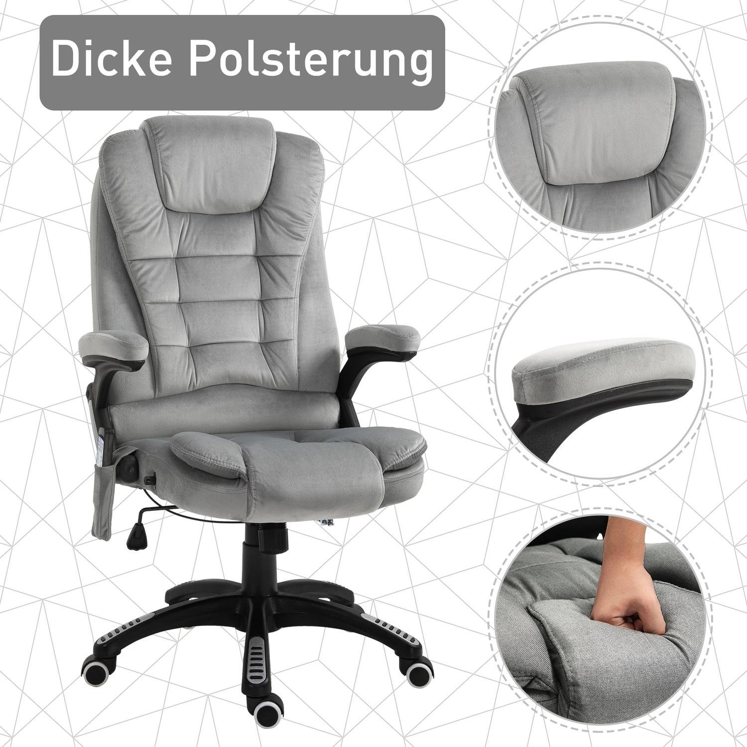 Ergonomisk grå massagestol – höjdjusterbar kontor/spel