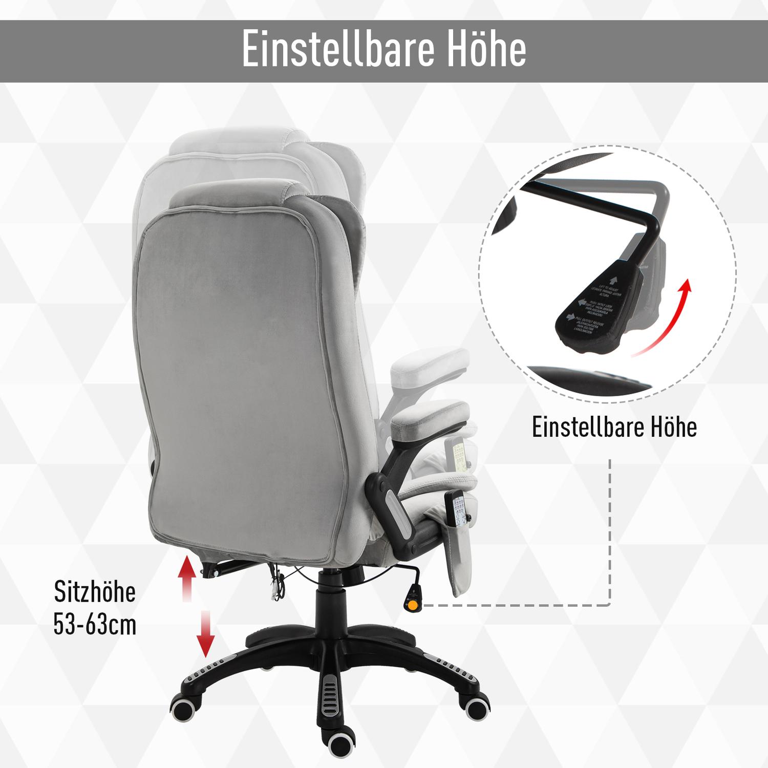 Ergonomisk grå massagestol – höjdjusterbar kontor/spel