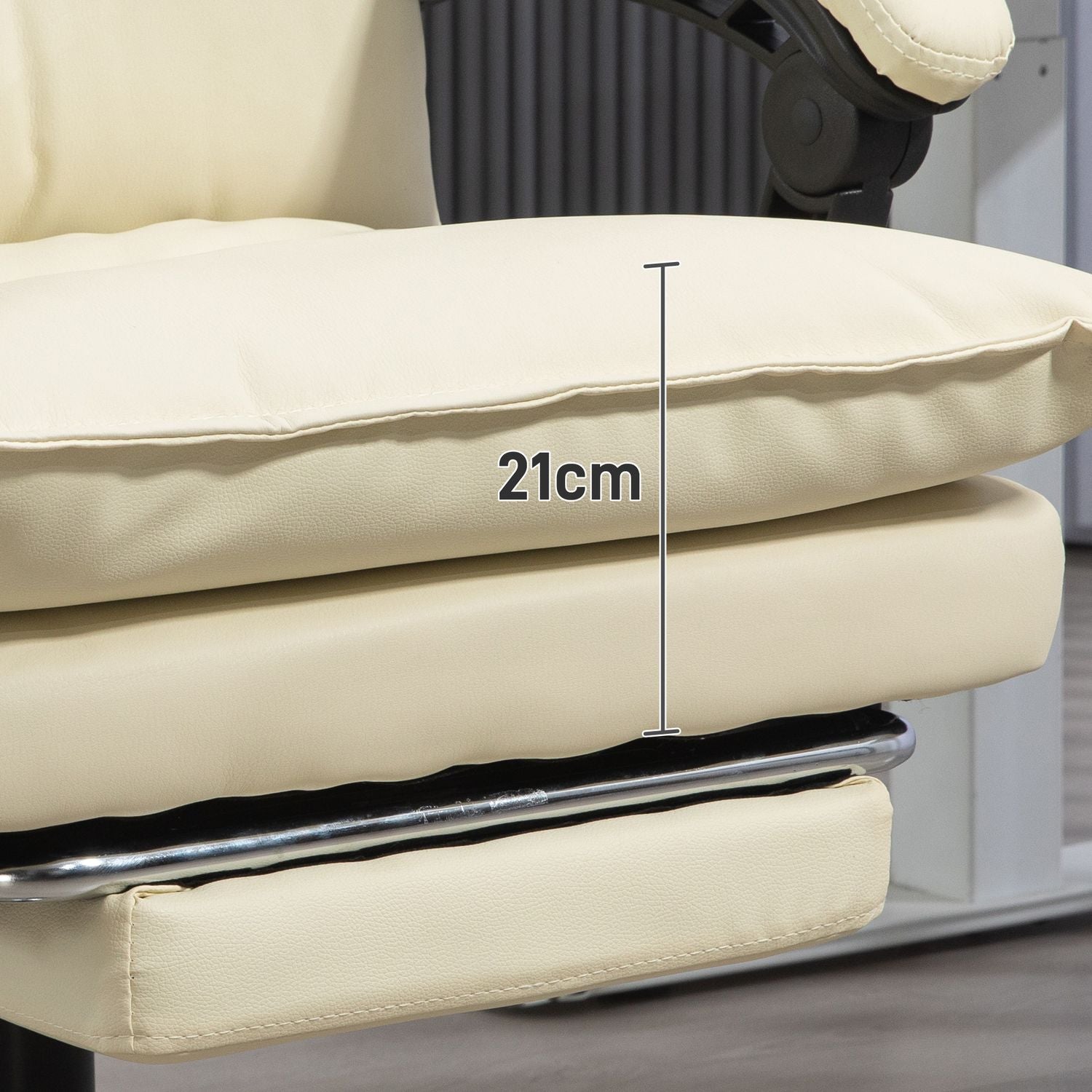 Ergonomisk kontorsstol, höjdjusterbar, 155° lutning, beige