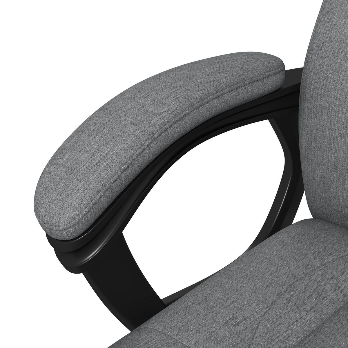 Ergonomisk kontorsstol – justerbar höjd, grått linne, nackstöd