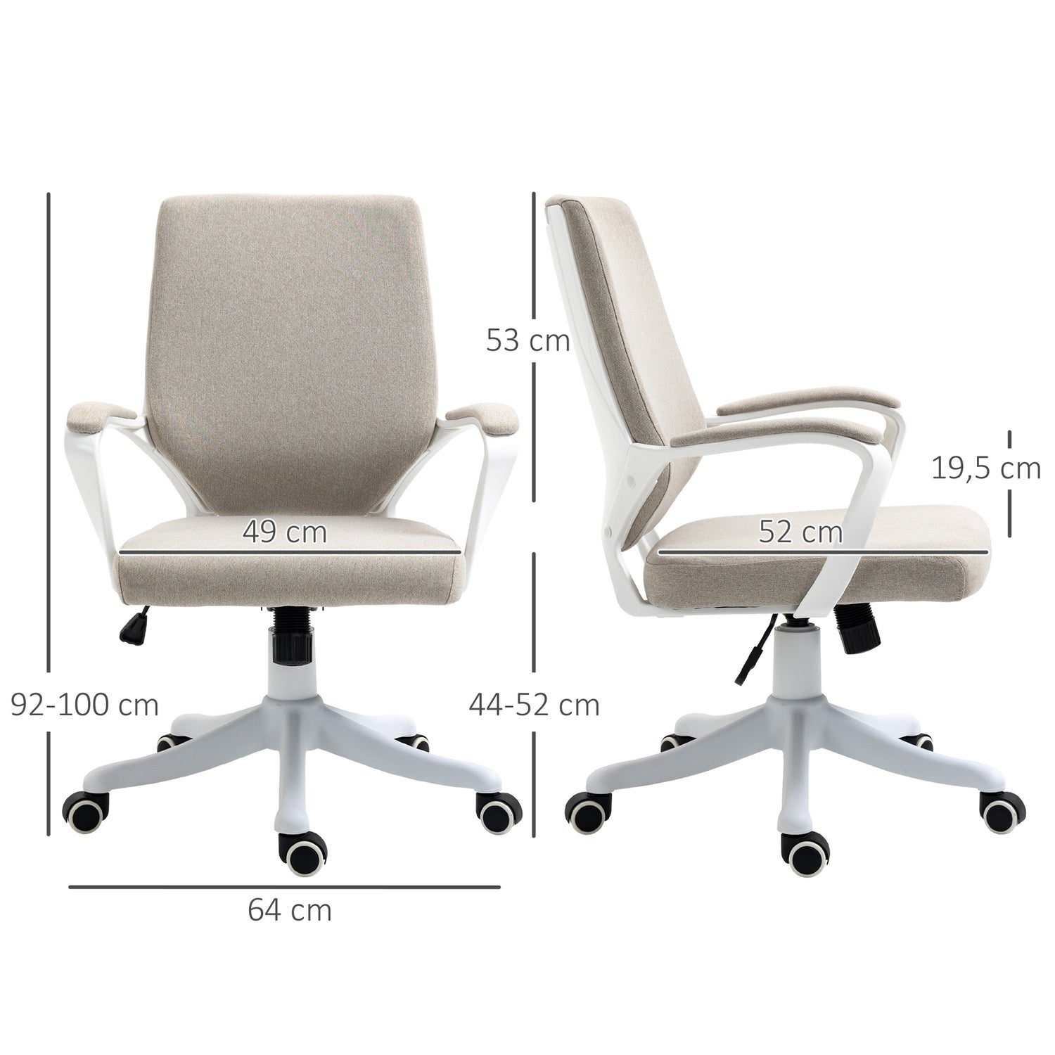 Ergonomisk kontorsstol – justerbar, vadderad, vridbar