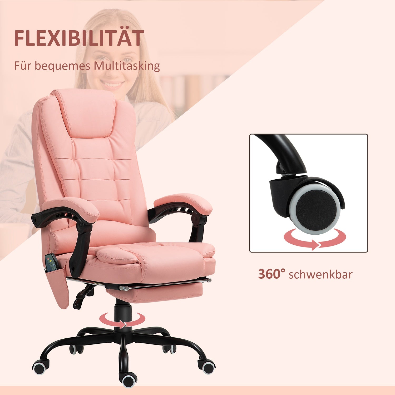 Ergonomisk kontorsstol, massage & vila, 120 kg kapacitet