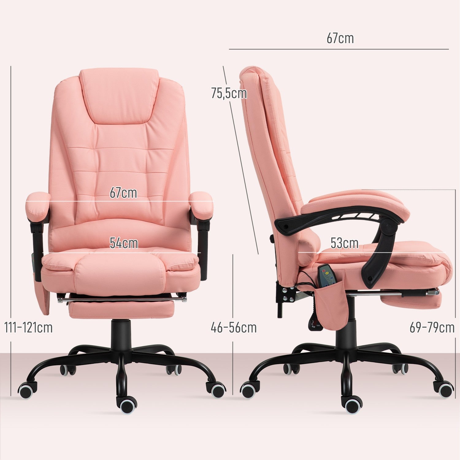 Ergonomisk kontorsstol, massage & vila, 120 kg kapacitet
