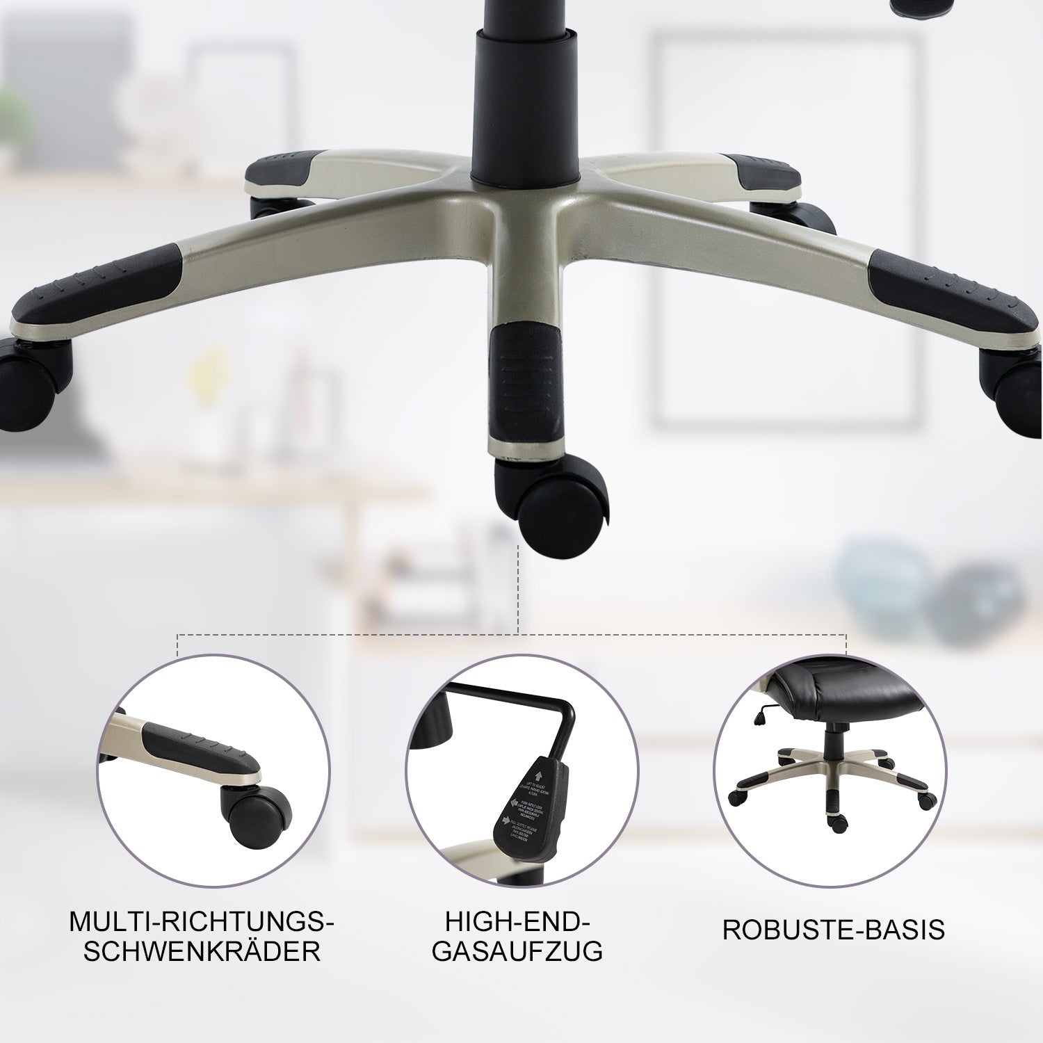 Ergonomisk kontorsstol med högt ryggstöd, vippfunktion