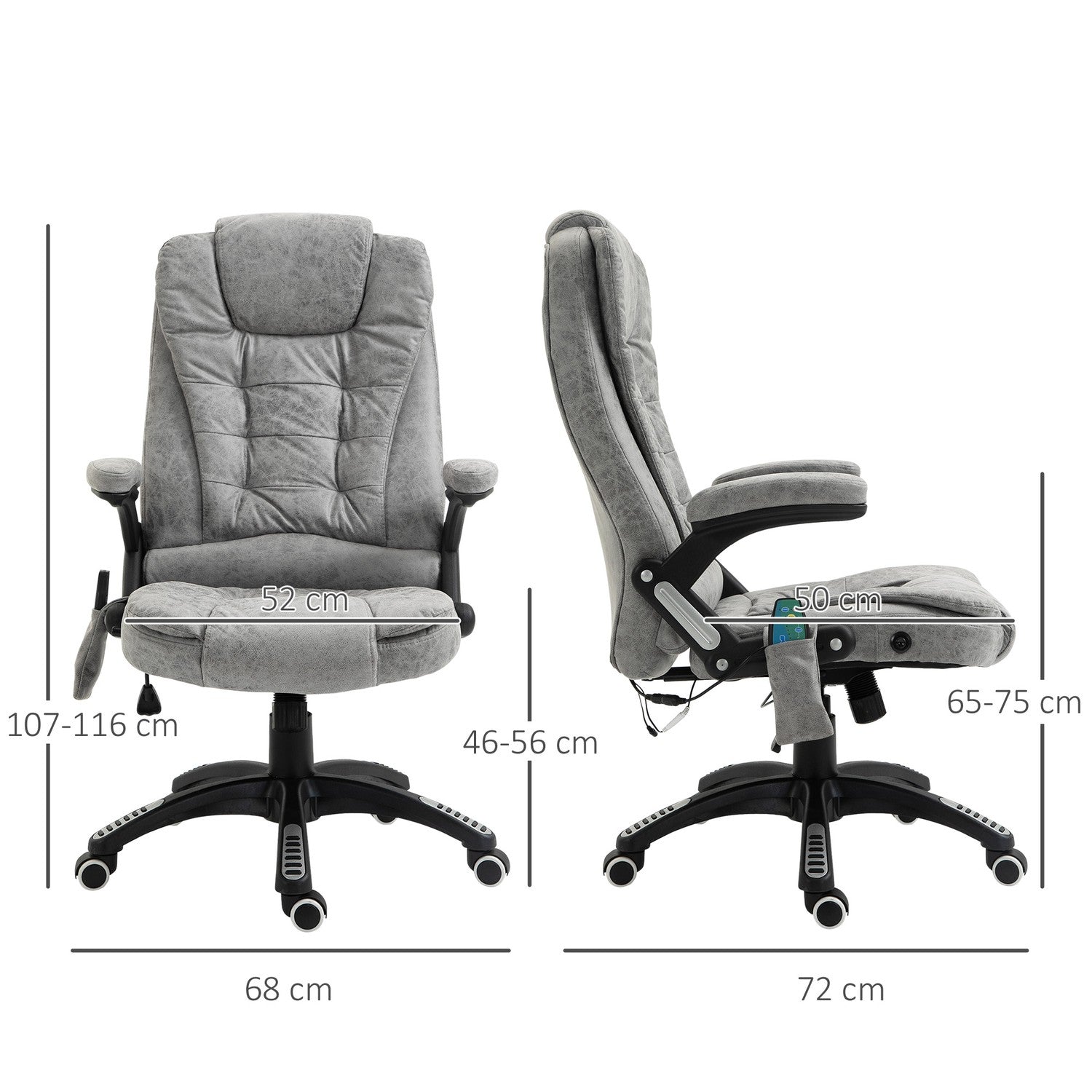 Ergonomisk kontorsstol med värme och massage, justerbar höjd