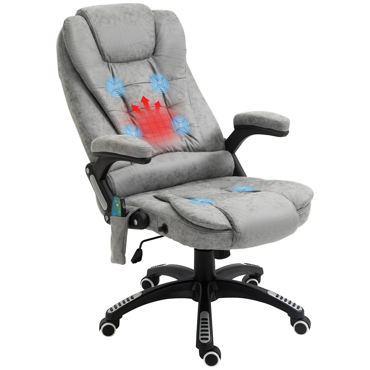 Ergonomisk kontorsstol med värme och massage, justerbar höjd