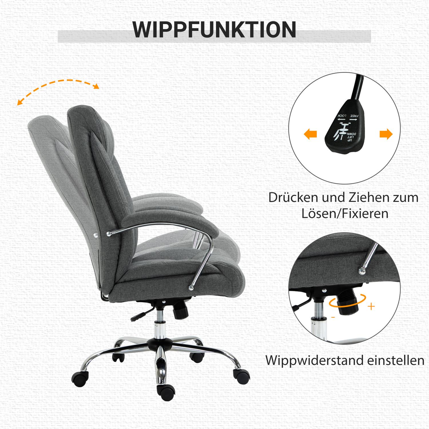 Ergonomisk kontorsstol, vadderat armstöd, grå