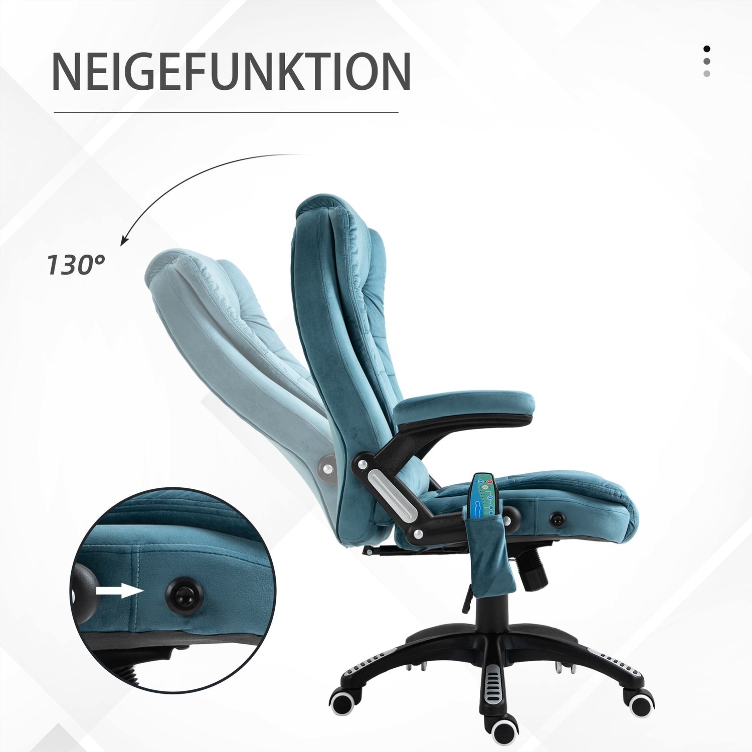 Ergonomisk massagekontorsstol, höjdjusterbar, blå