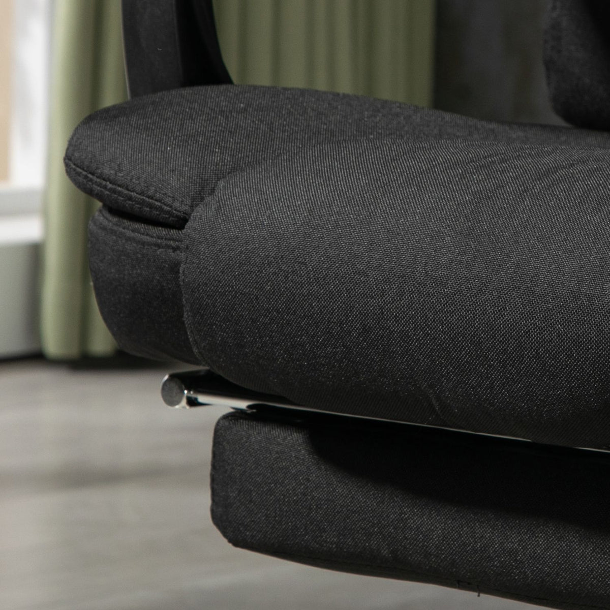 Ergonomisk massagekontorsstol, liggande med fotstöd, svart