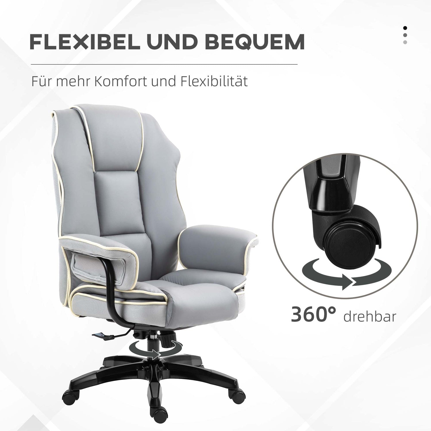 Ergonomisk skrivbordsstol, fällbar & höjdjusterbar, grå