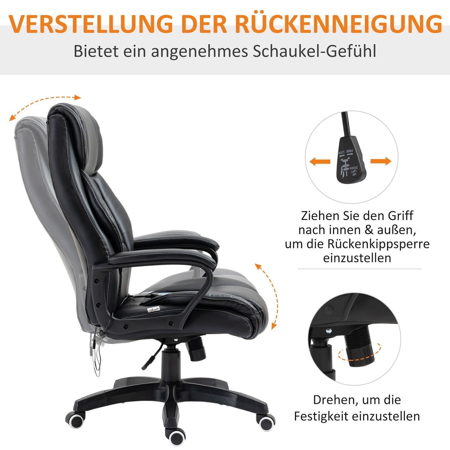 Ergonomisk spelstol med justerbar höjd och 6 vibrationspunkter