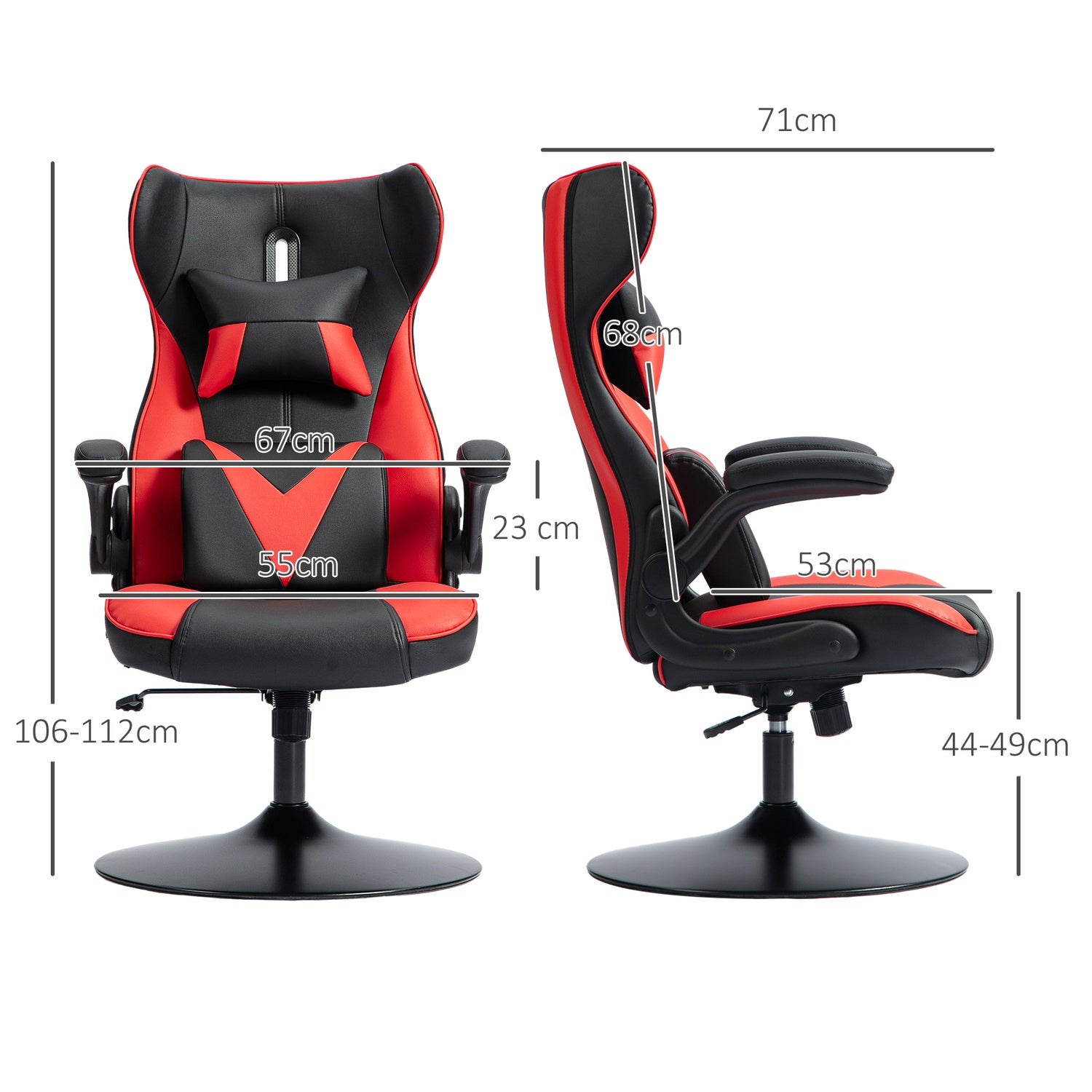 Ergonomisk spelstol med rocker, höjdjusterbar, svart/röd