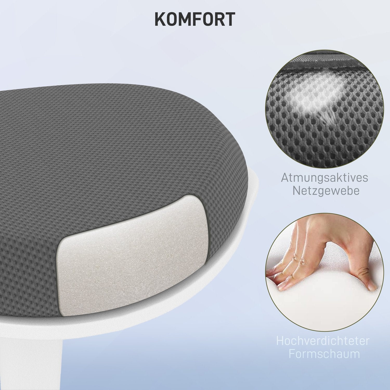 Ergonomisk svängbar pall – höjdjusterbar, grå mesh