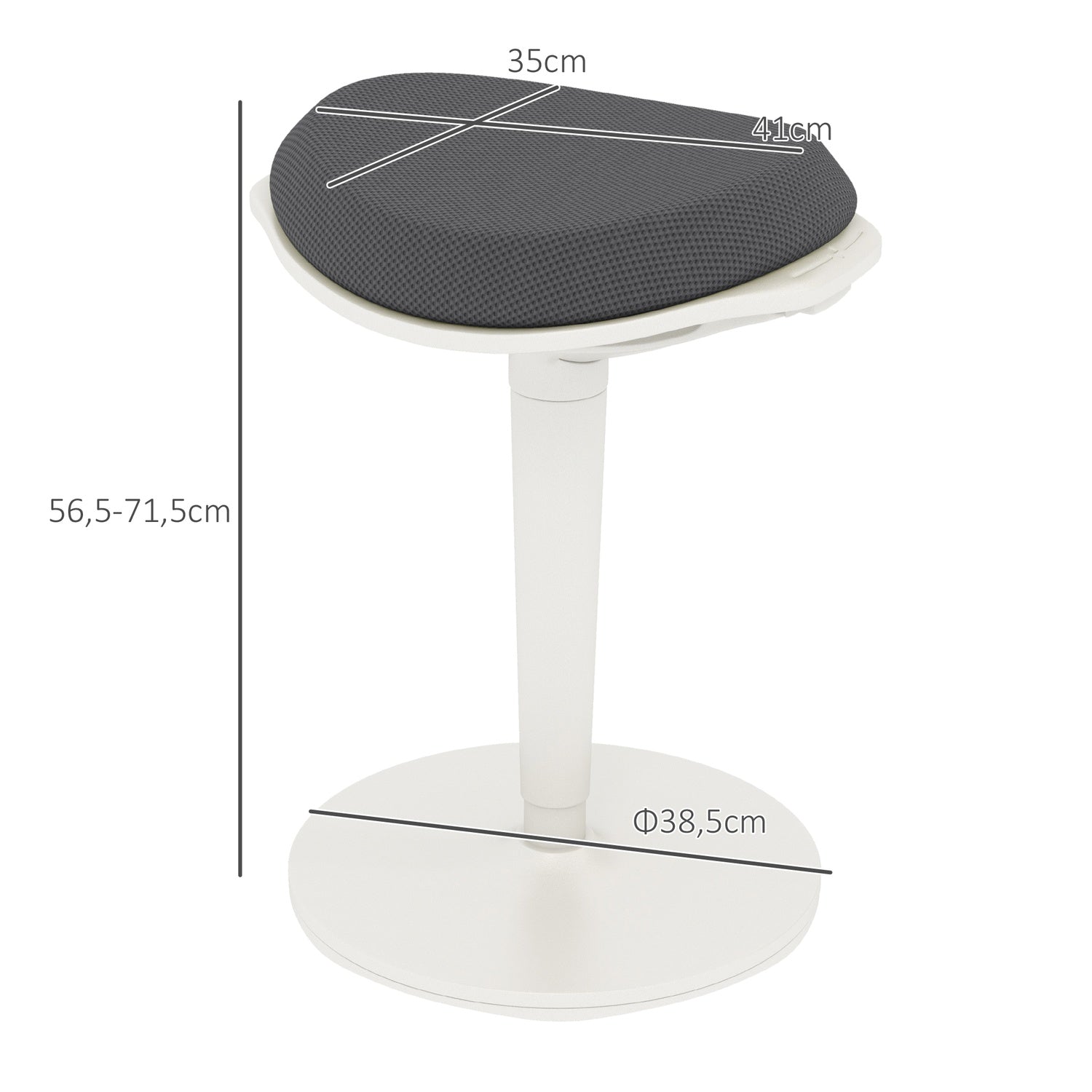 Ergonomisk svängbar pall – höjdjusterbar, grå mesh