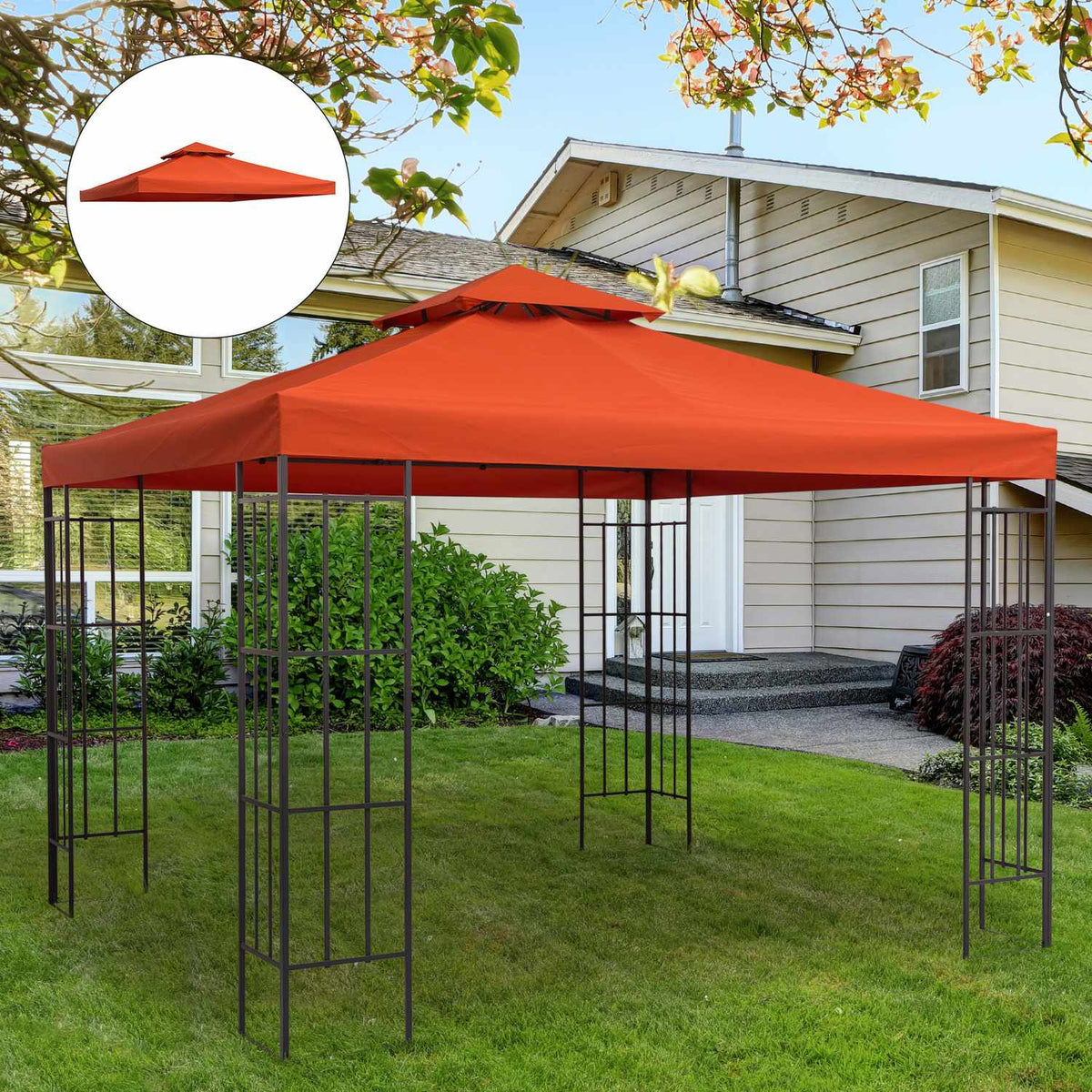 Ersättningsgazebo tak, roströd polyester, 3x3M