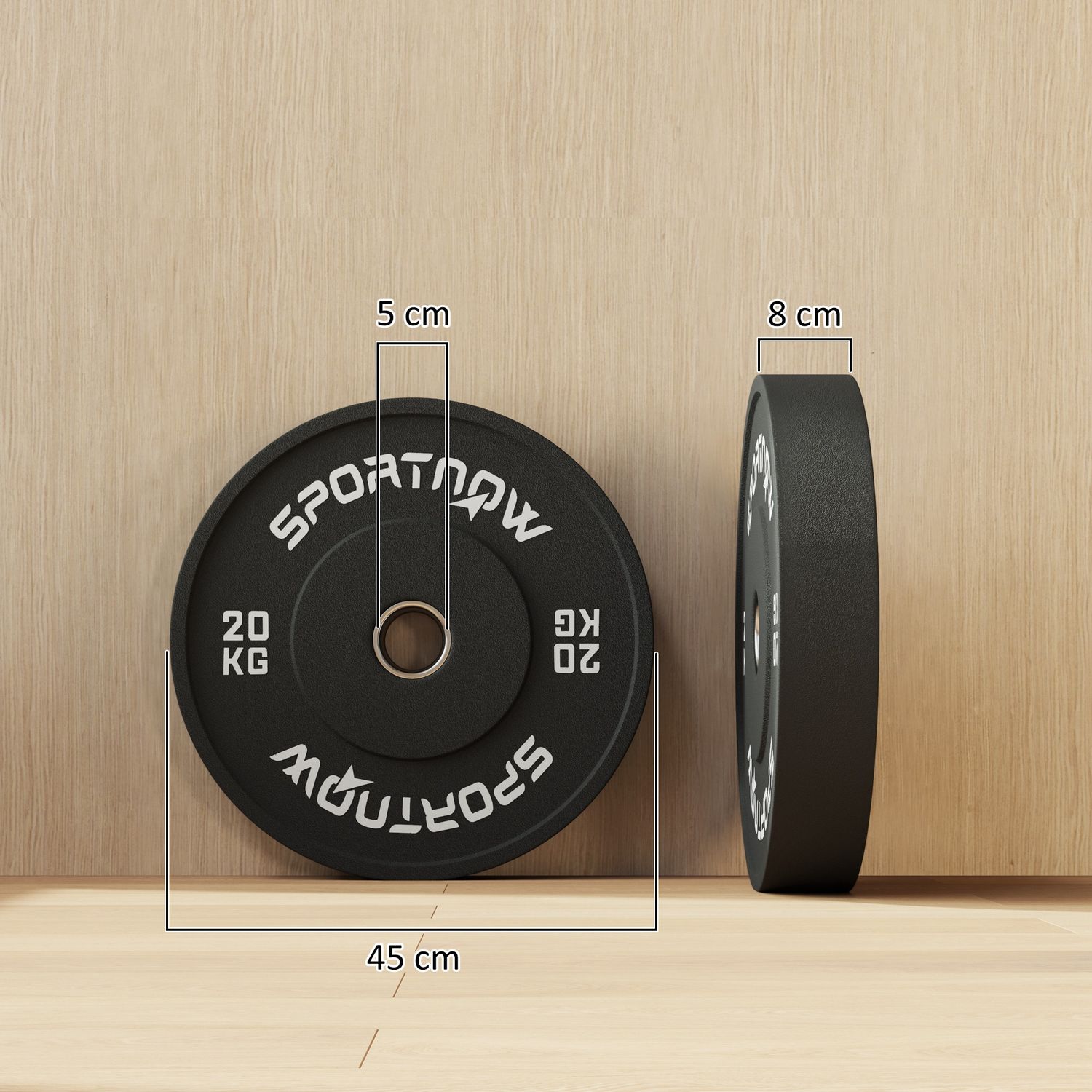 Ett par 20 kg hantelvikter, svart, 50 mm hål