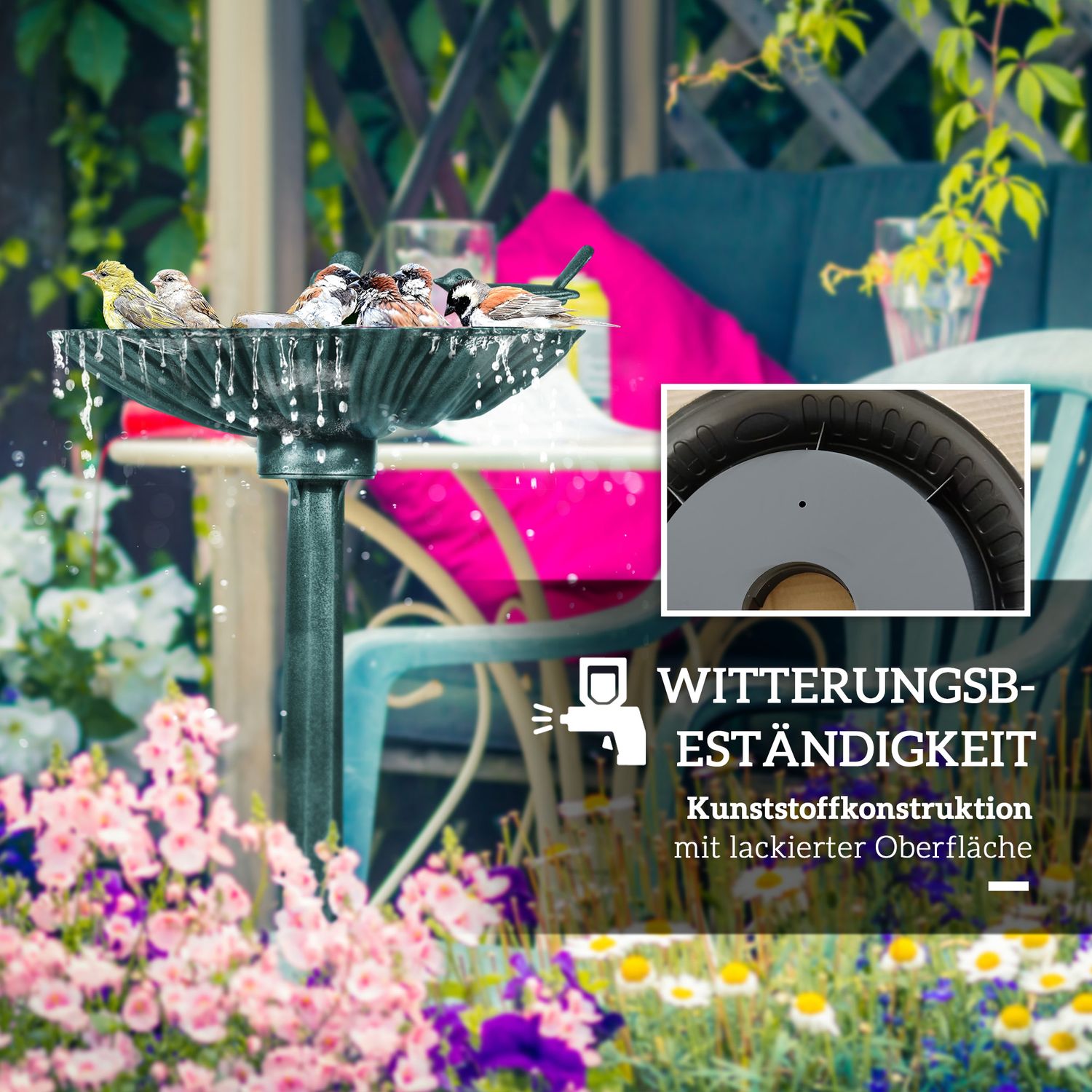 Fågelbad i plast – Frost- och vintersäker trädgårdsvattenskål