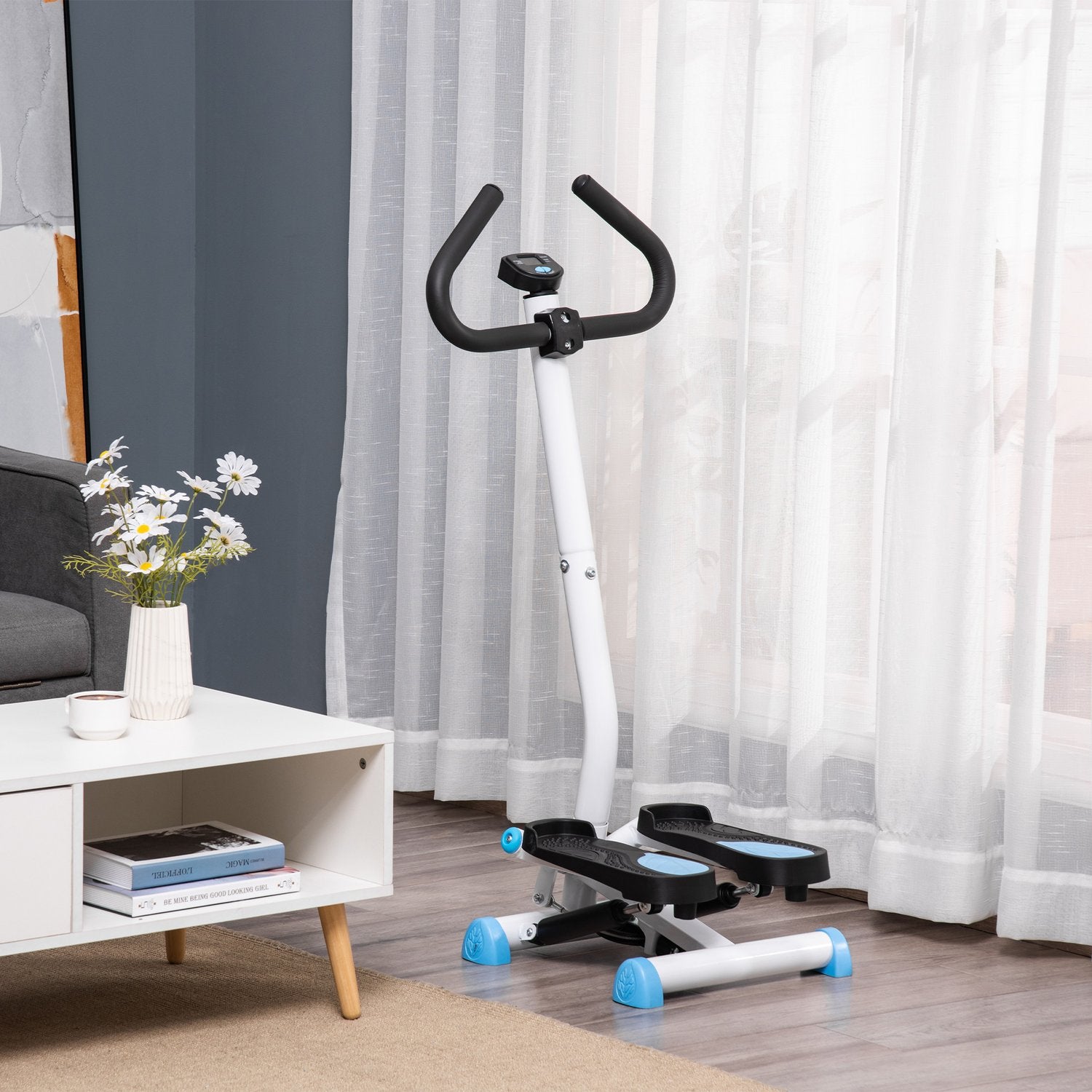 Fitness Swing Stepper med handtag, LCD, 100 kg kapacitet