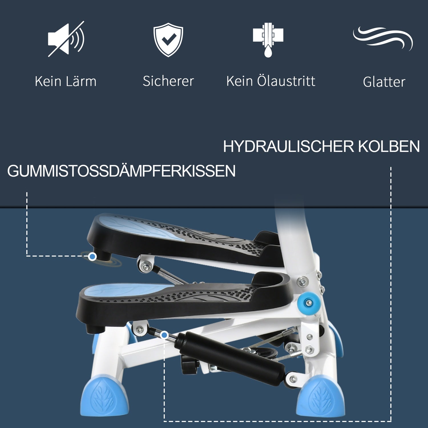 Fitness Swing Stepper med handtag, LCD, 100 kg kapacitet