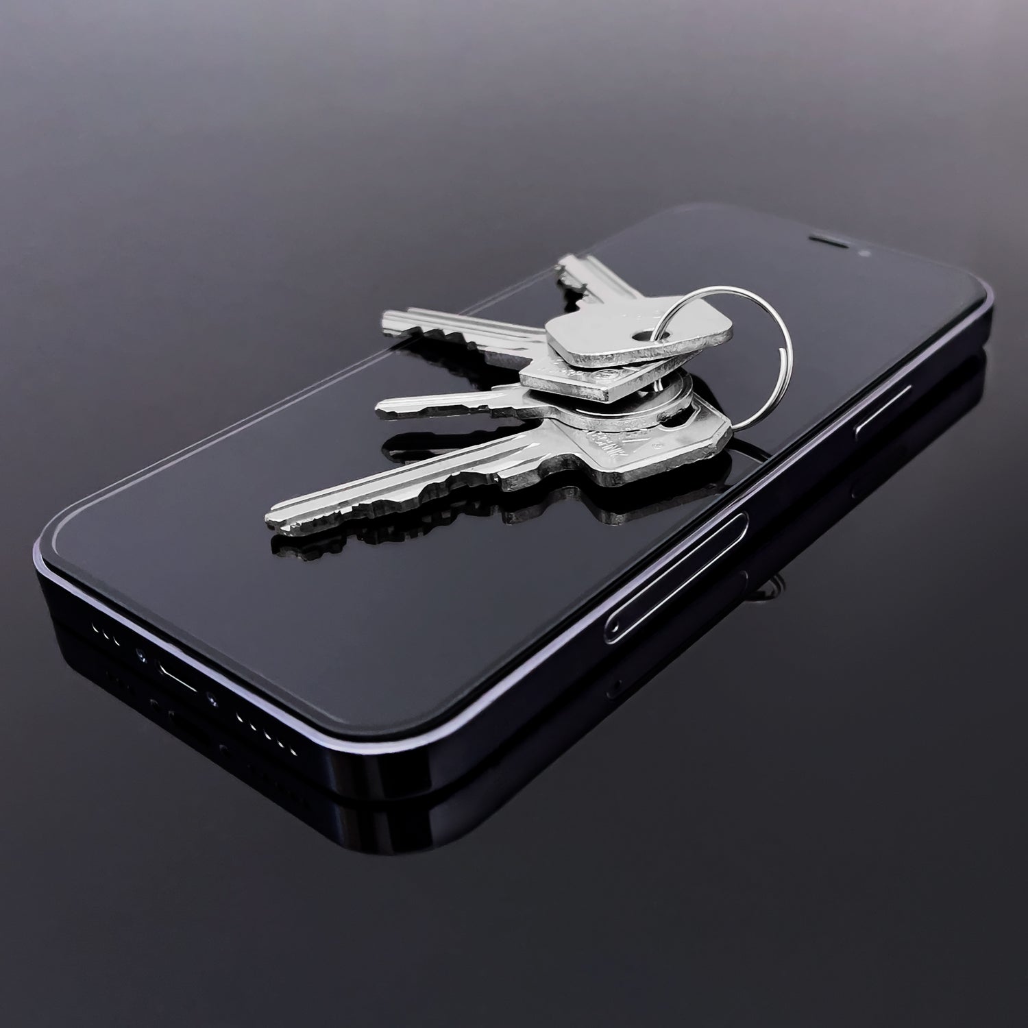 Flexibelt härdat glas för iPhone 14 Pro Max-skärmen med en svart ram Flexi Nano Glass