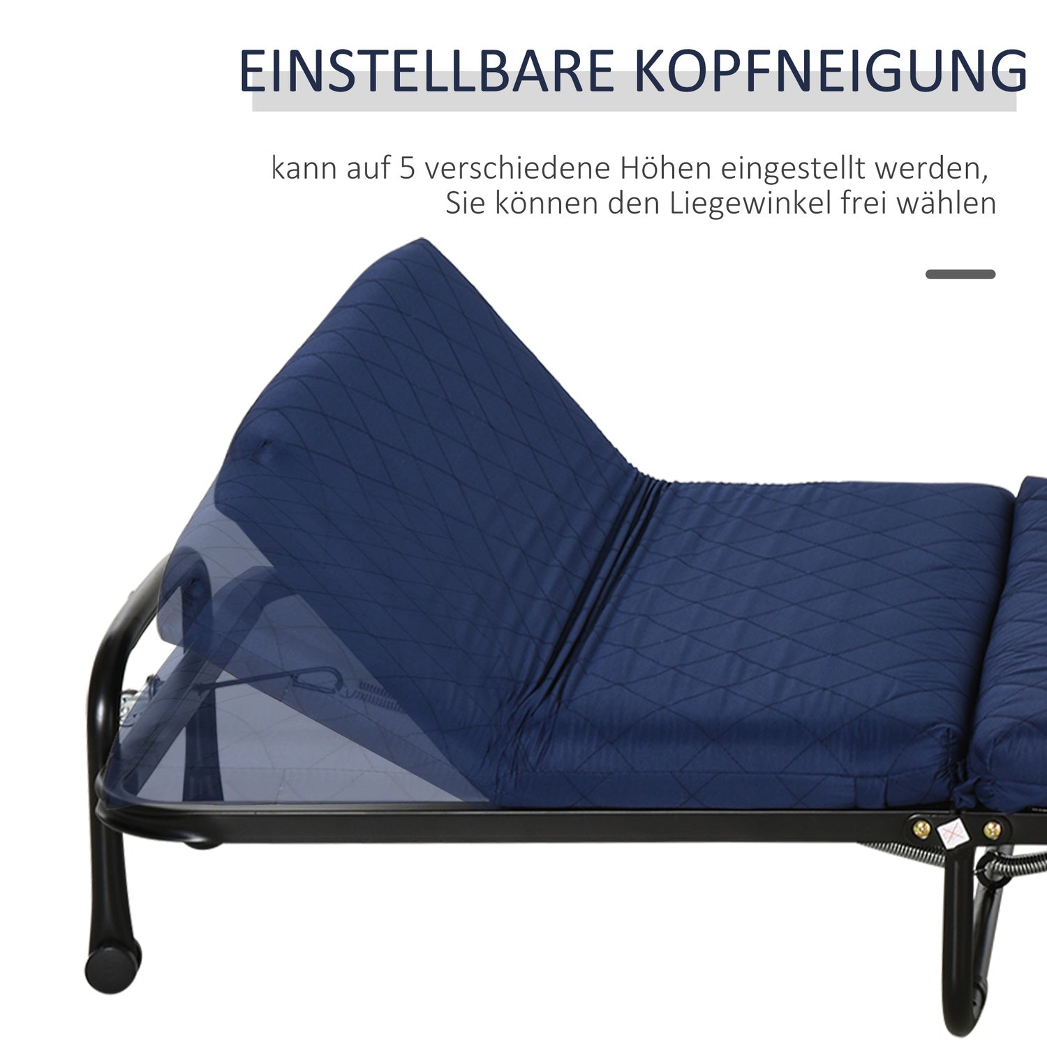 Hopfällbar gästsäng – Justerbar – Stålram – Blå