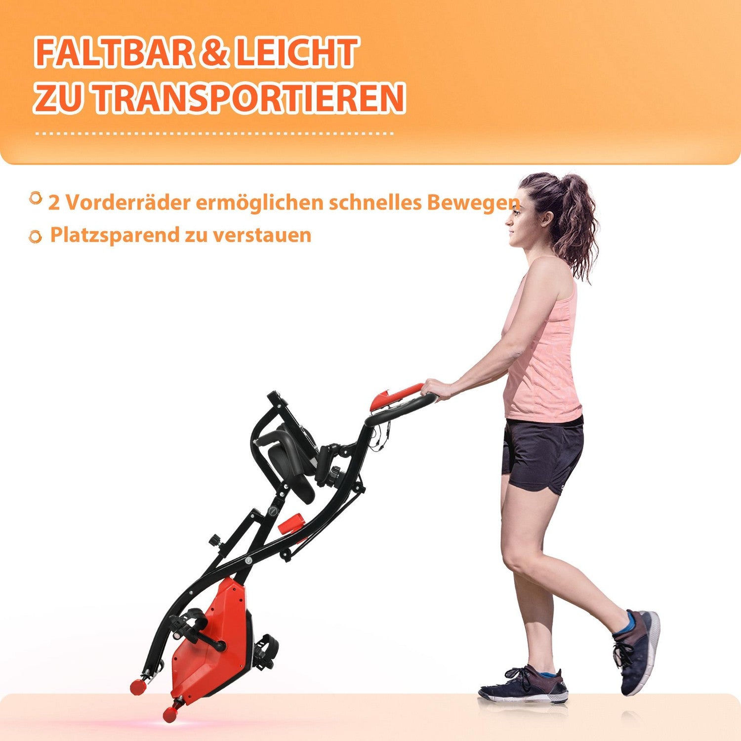 Fällbar motionscykel med LCD-skärm och 8-nivås motstånd