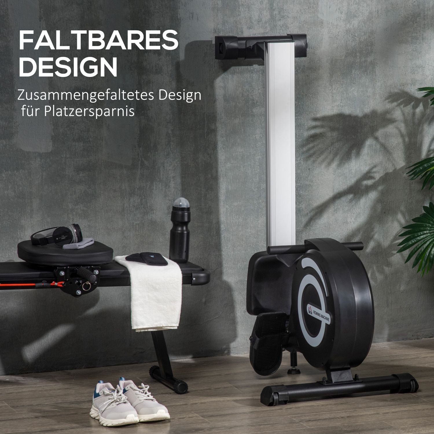 Fällbar roddmaskin – 8 nivåer, träning för hela kroppen
