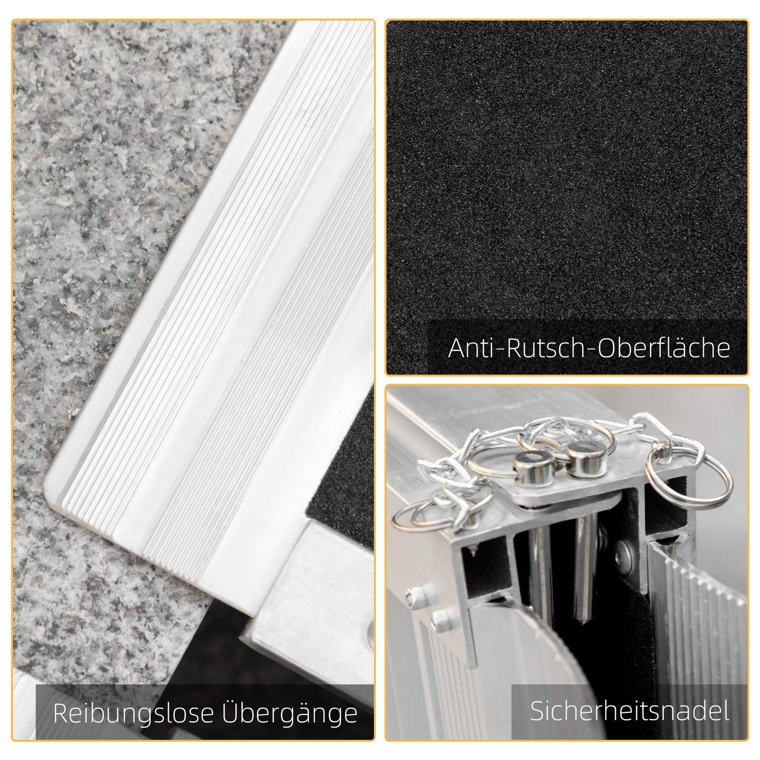 Fällbar rullstolsramp, kapacitet 270 kg, 93x73 cm