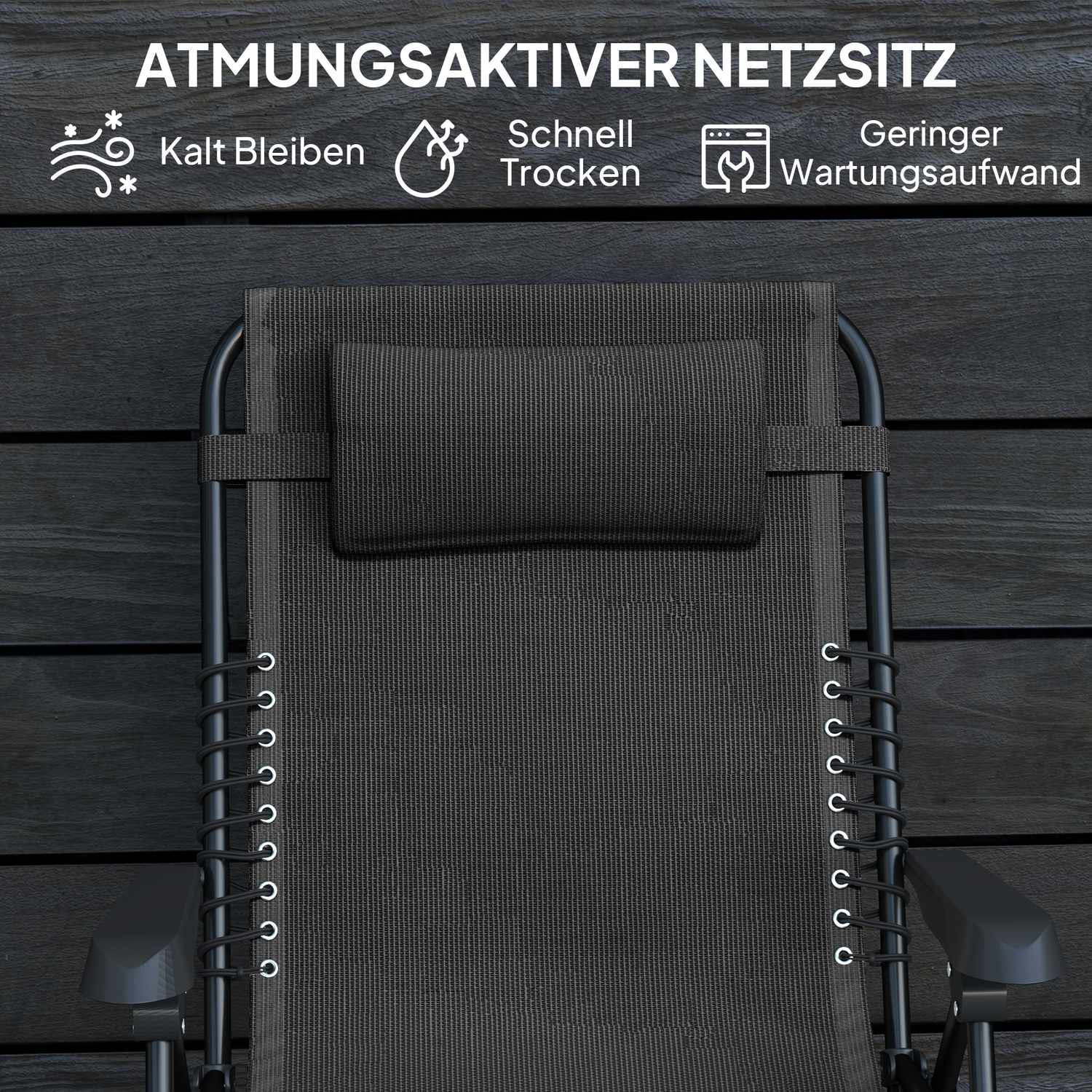 Fällbar solstol, justerbar, väderbeständig, 120 kg kapacitet