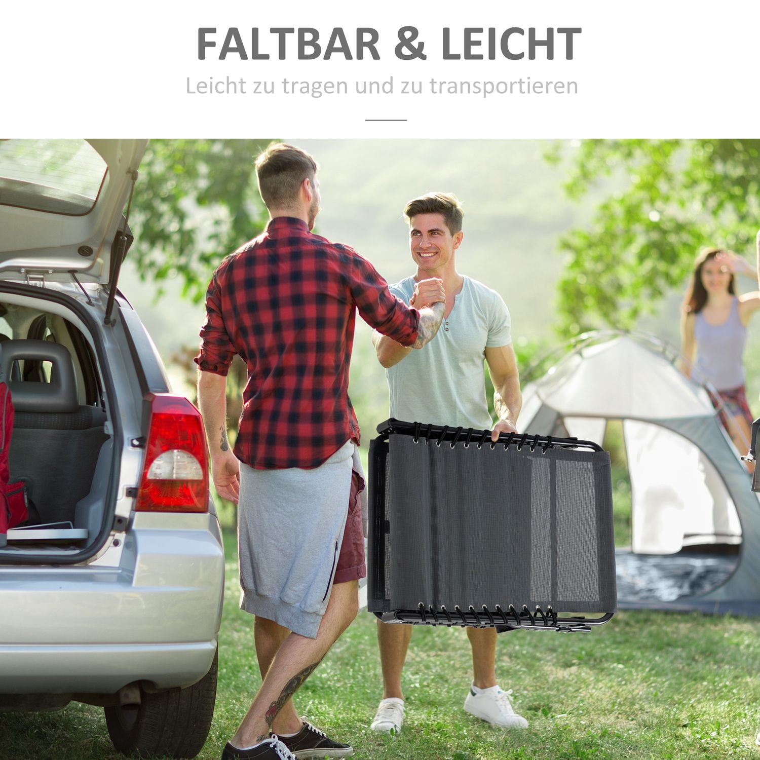 Fällbar solstol med kudde, justerbar, väderbeständig