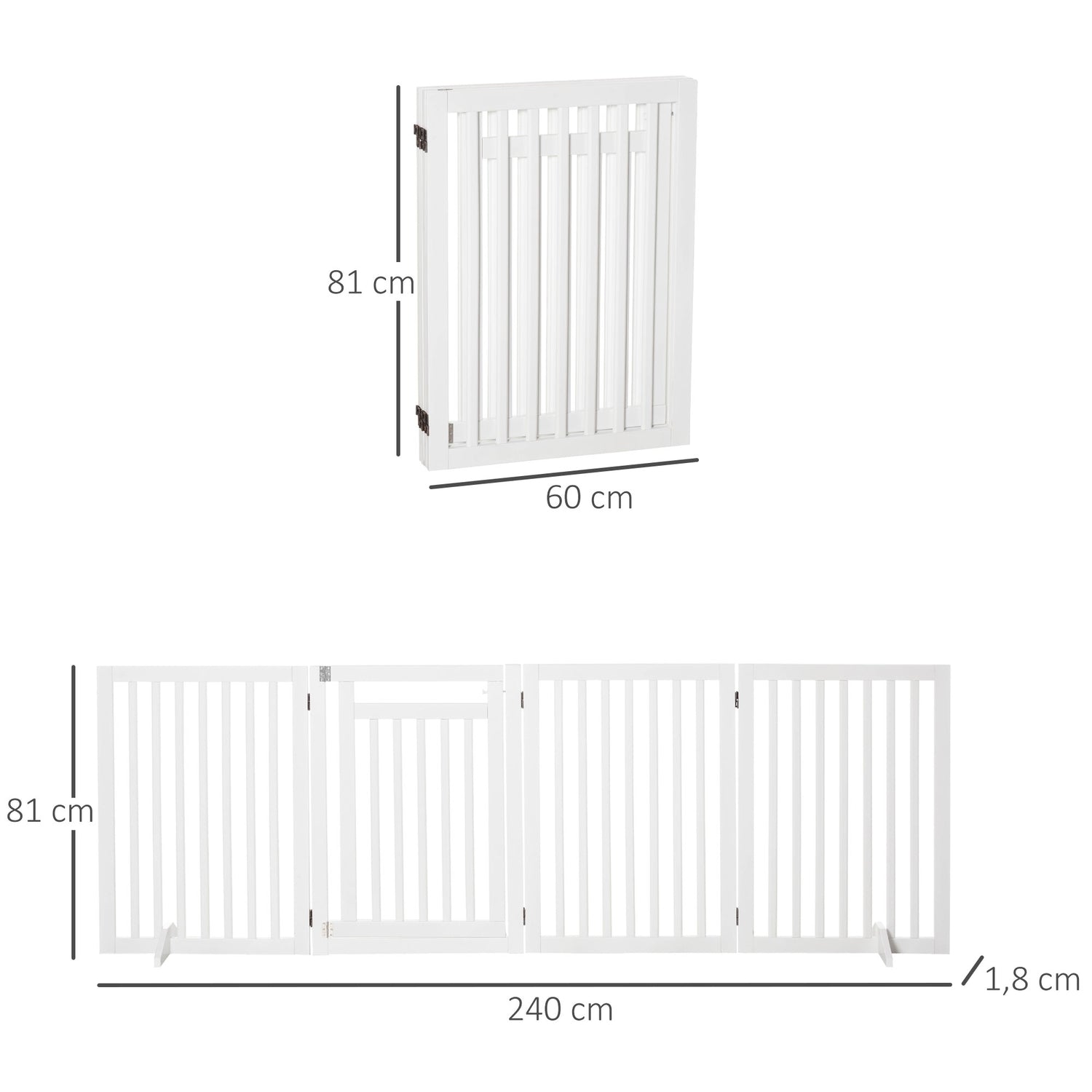 Fällbar trappgrind, Borrfri, Vit, 81cm, Fristående