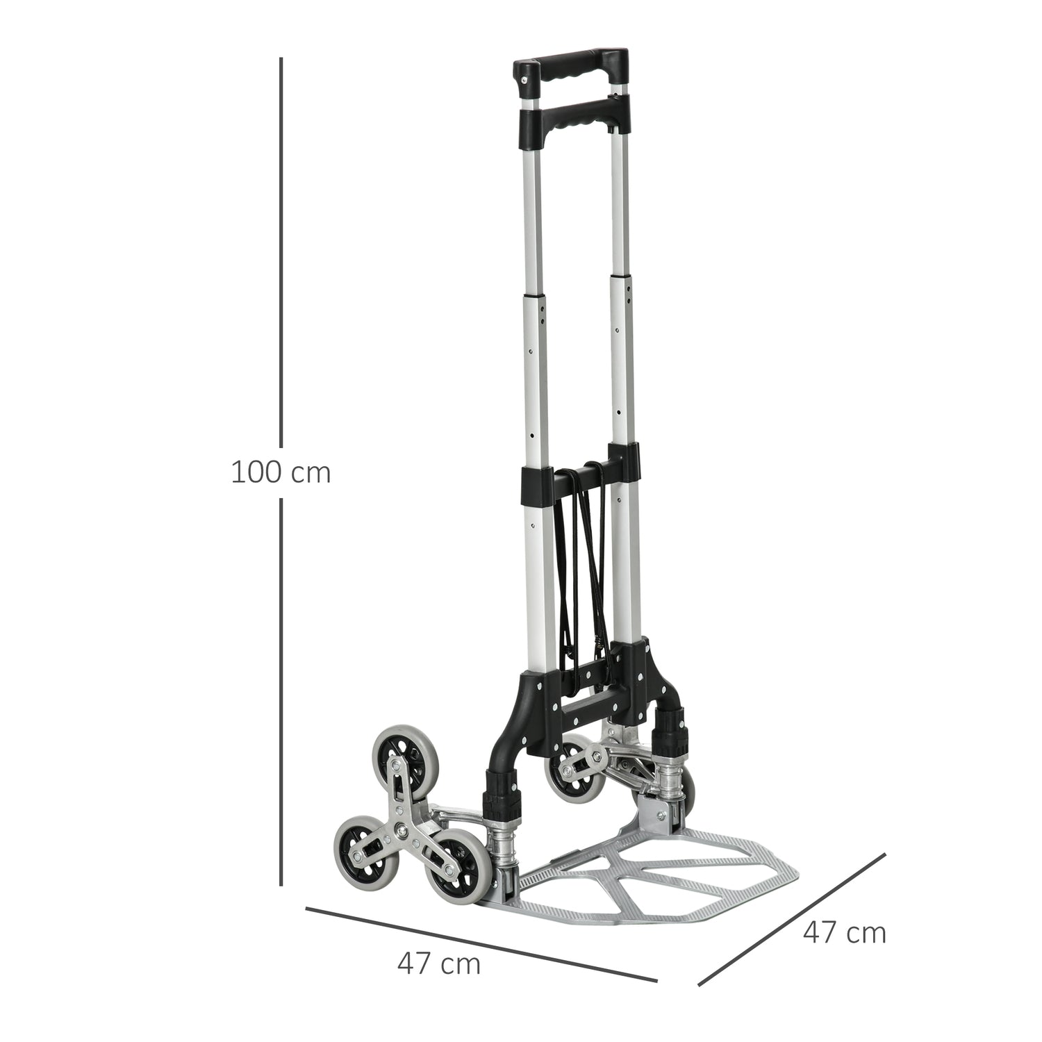 Opvouwbare aluminium trappenklimmer met 6 wielen, 70 kg capaciteit