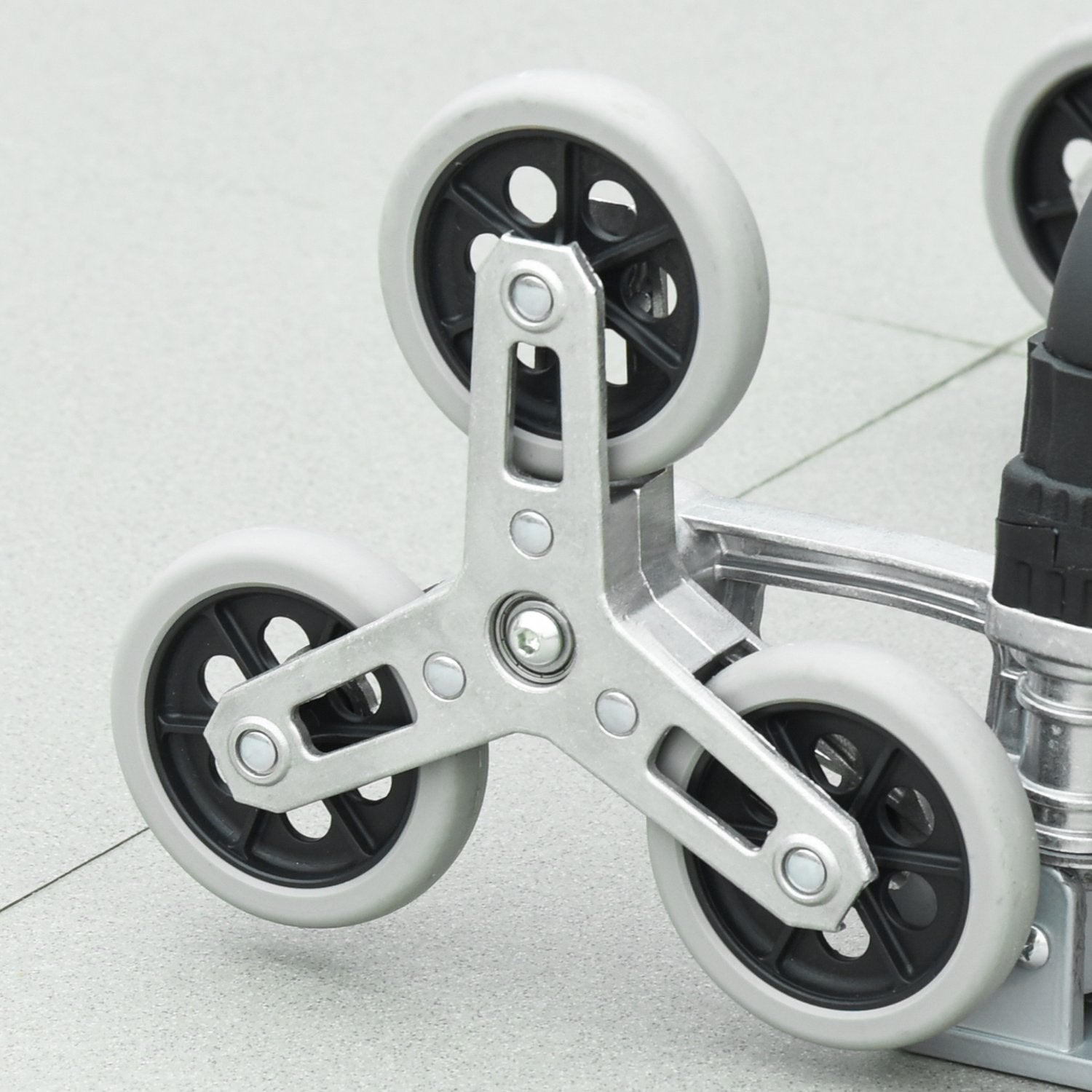 Opvouwbare aluminium trappenklimmer met 6 wielen, 70 kg capaciteit