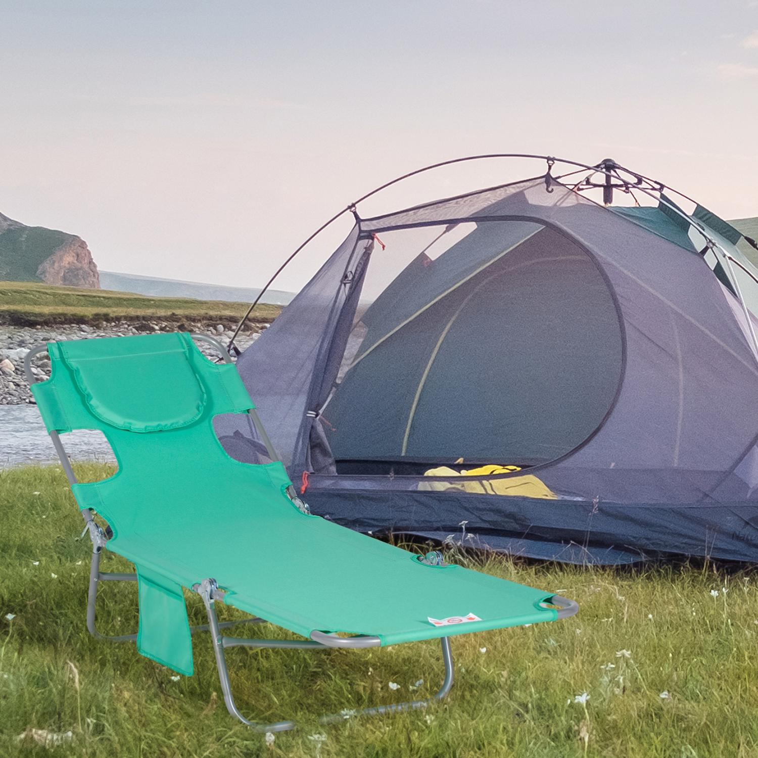 Fällbar trädgårdssolstol, 5-lägen, väderbeständig, grön