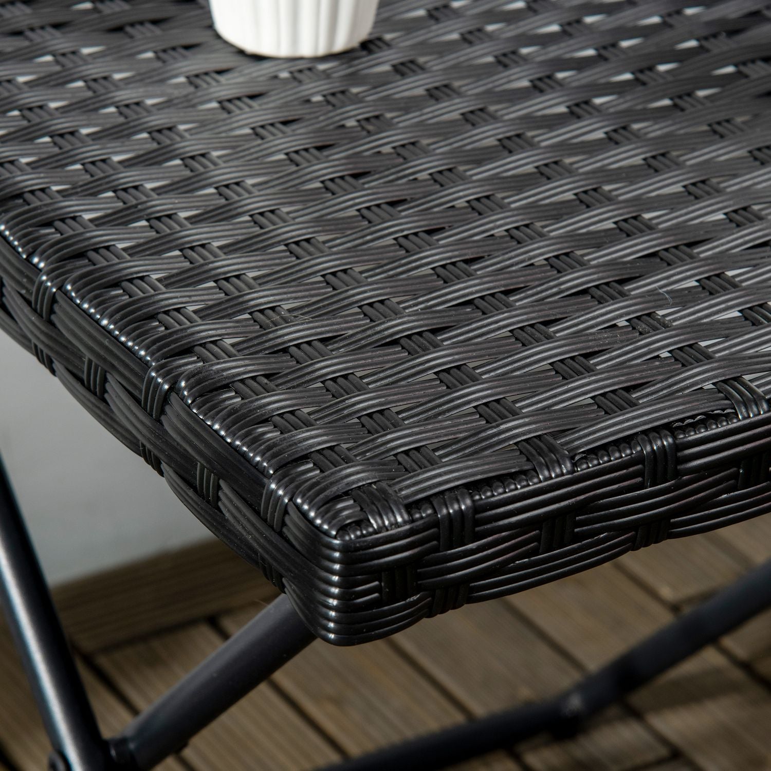 Fällbart sidobord i polyrattan – Svart, 40 x 40 cm