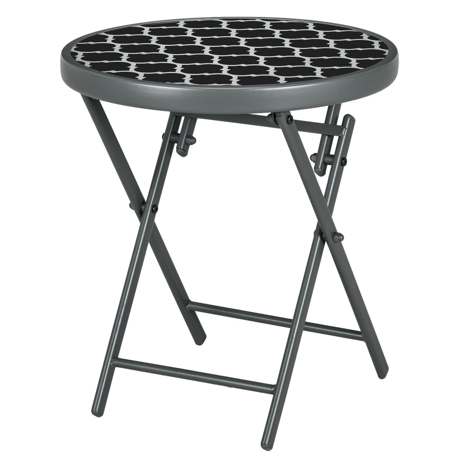 Svart glasskiva hopfällbart sidobord – 45x45x50 cm Camping