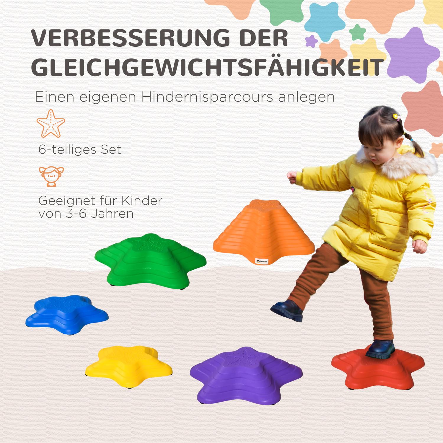 Färgglada halkfria flodstenar, balansspel, 6 stycken