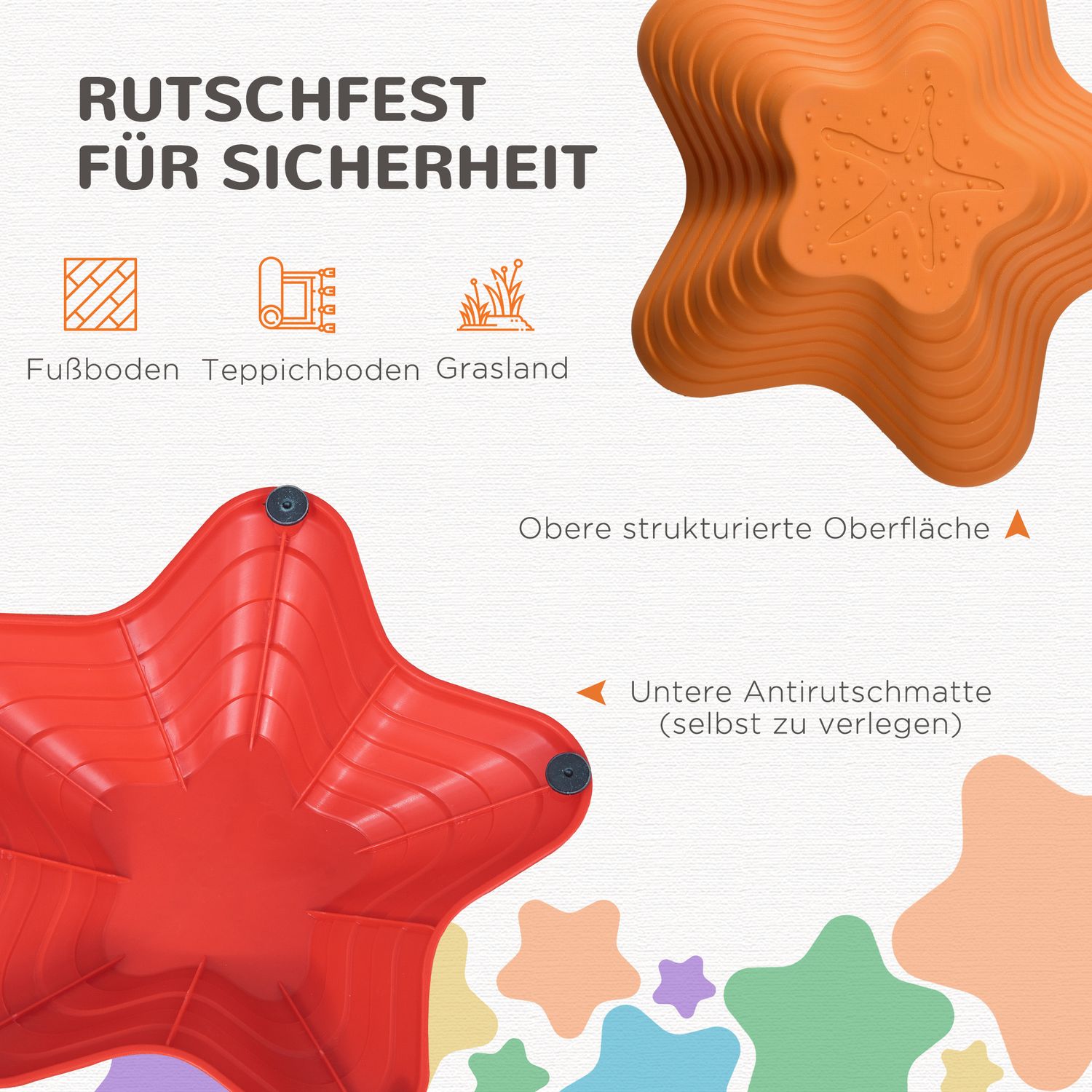 Färgglada halkfria flodstenar, balansspel, 6 stycken