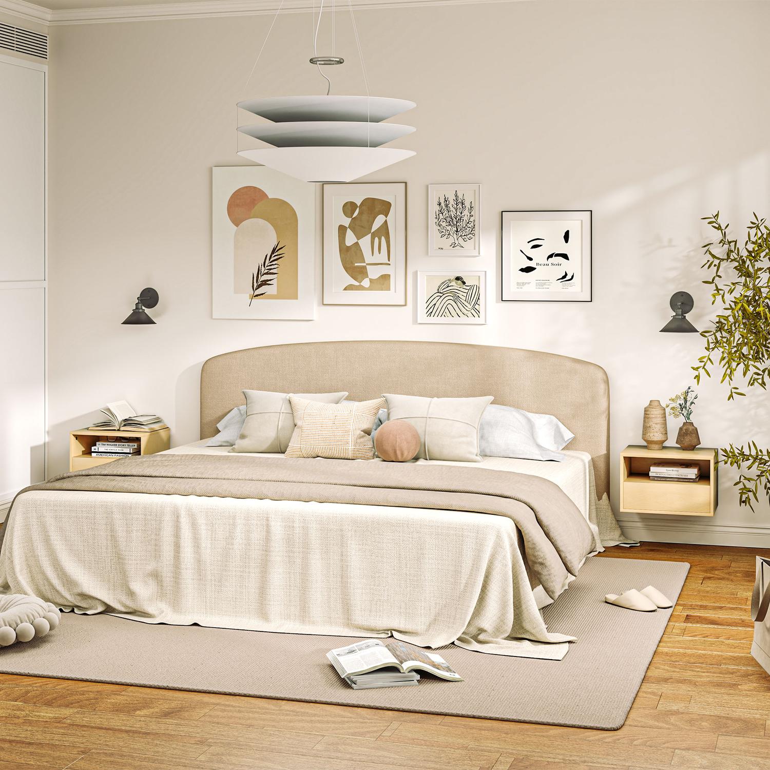 Flytande nattduksbord – naturligt trä, låda, hylla