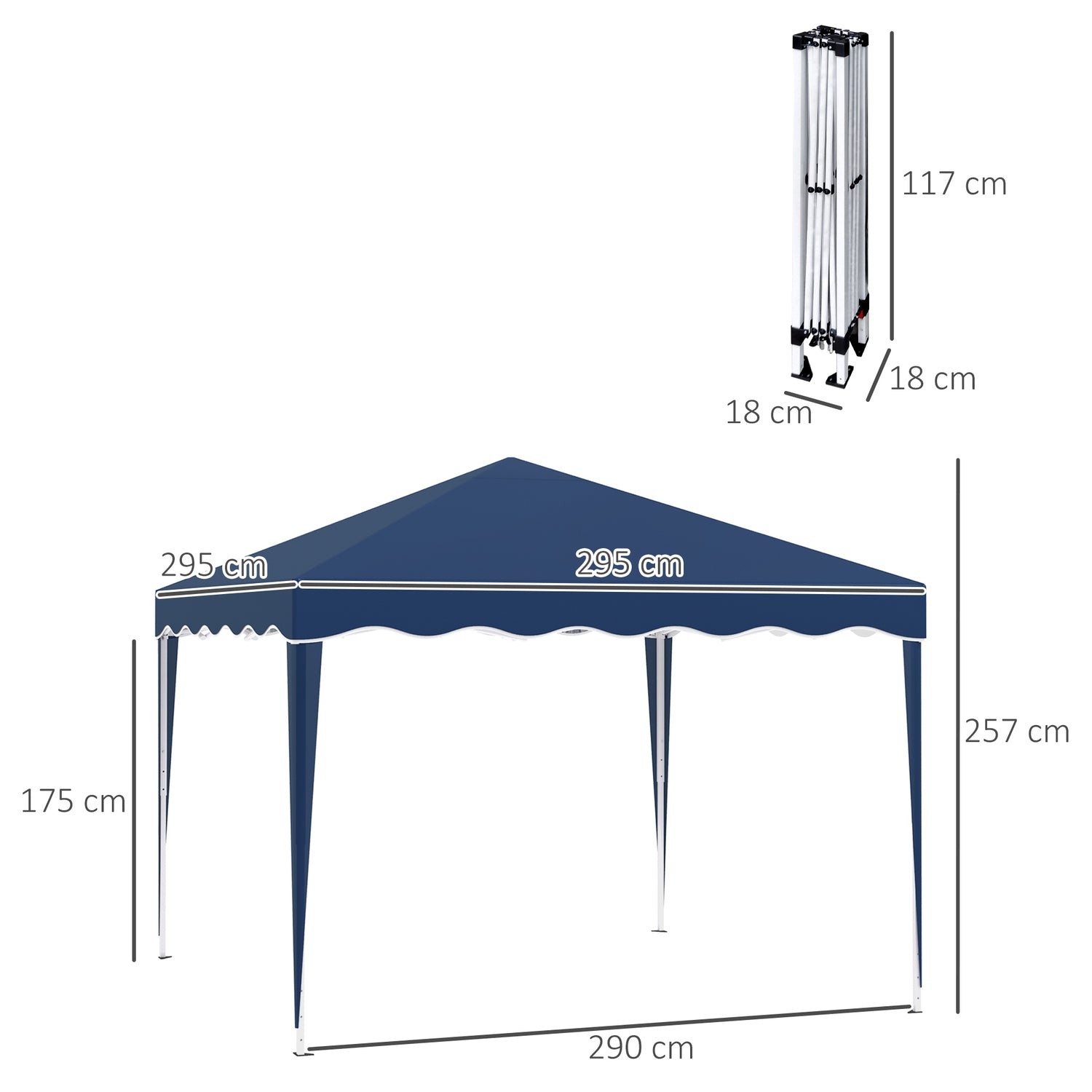Fällbart lusthus 3x3m, höjdjusterbar, UV-skydd