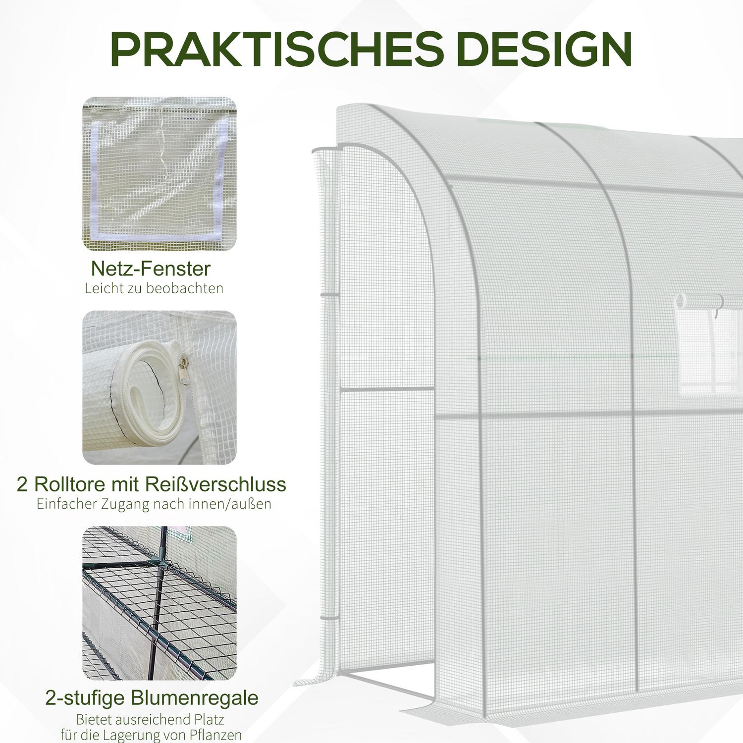 Folie Växthus 200x100x215cm, Meshfönster & UV-skydd