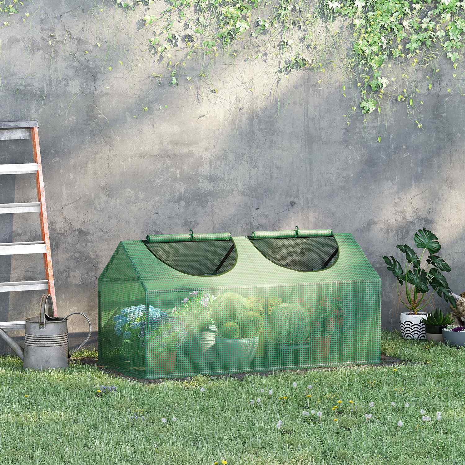 Folieväxthus med fönster, 120x60x60 cm, väderbeständig