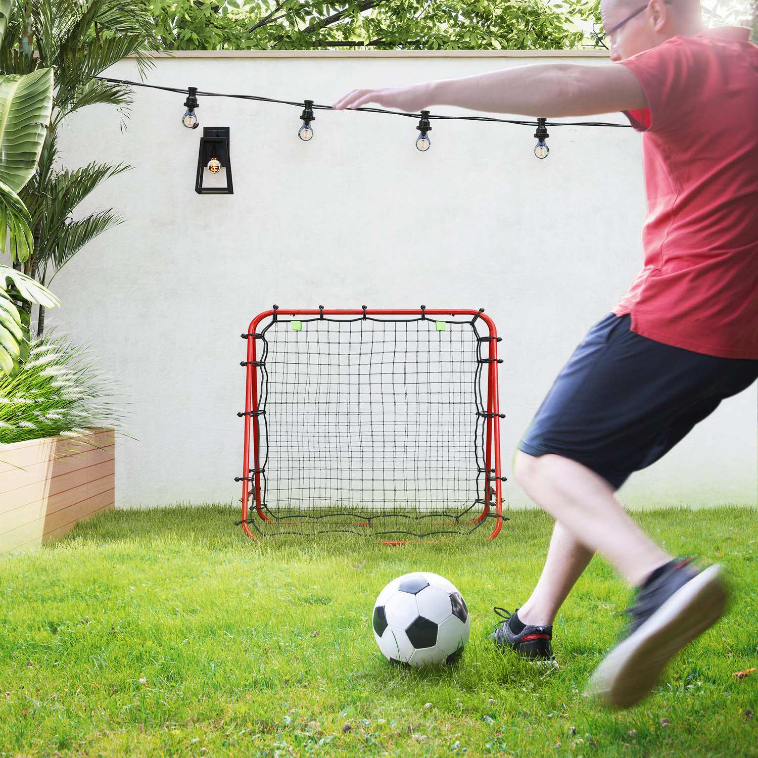 Justerbart dubbelsidigt fotbollsreboundernät för träning