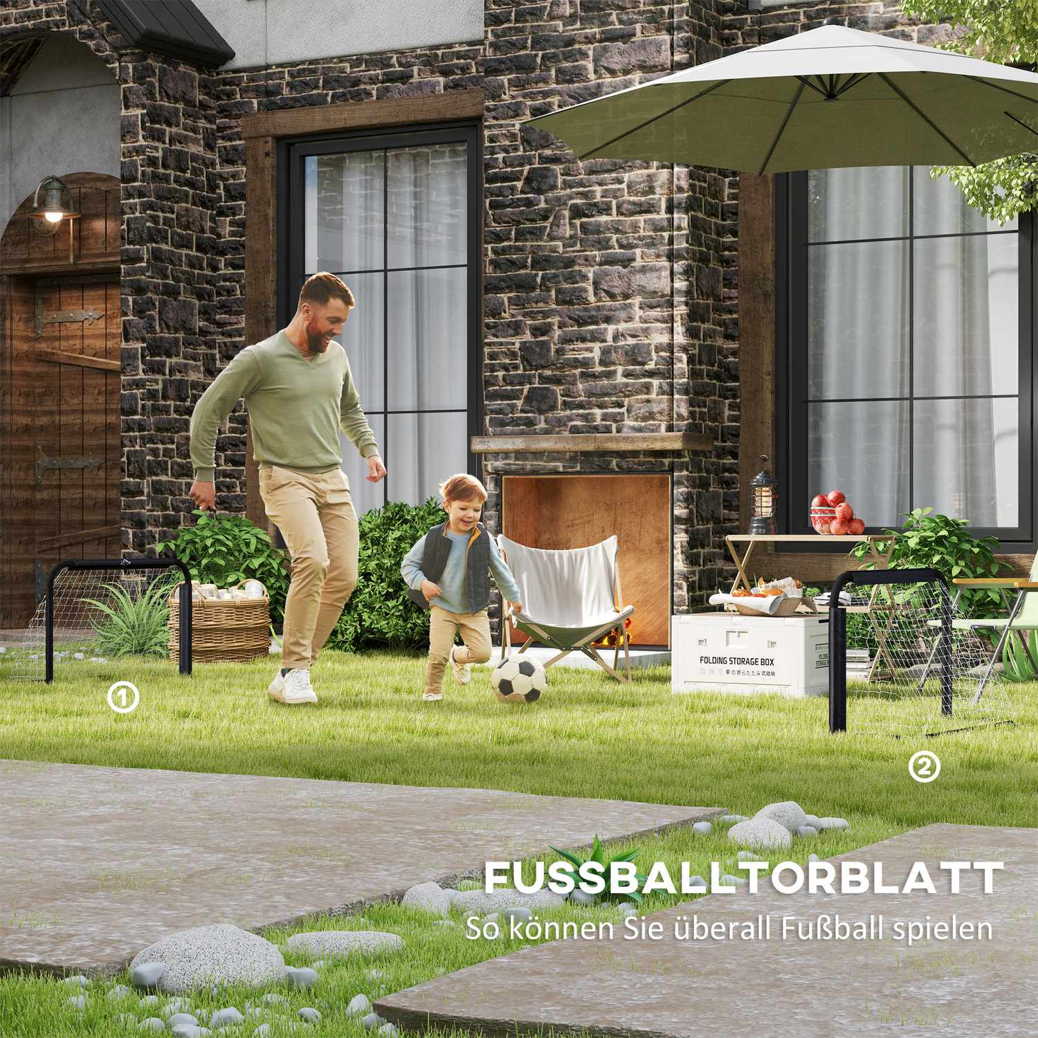 Fotbollsmålset om 2 – Vikbar metallram, 90x36x60 cm