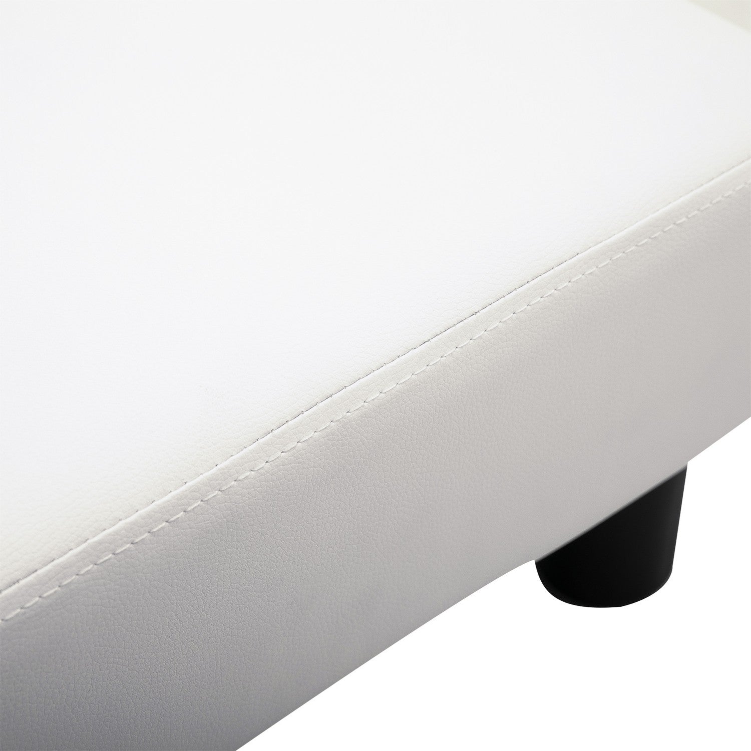 Chesterfield Fotpall i konstläder, Vit, 40x30x24 cm