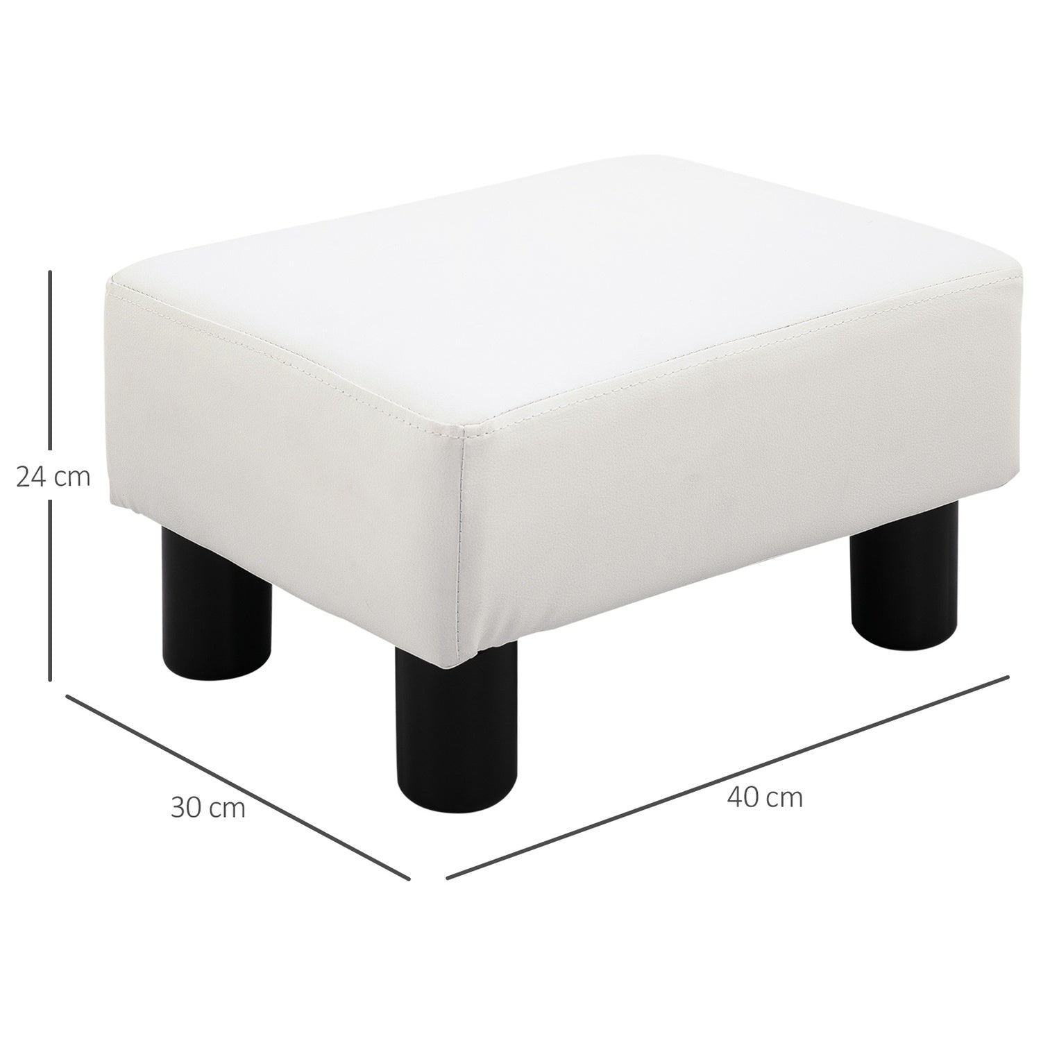 Chesterfield Fotpall i konstläder, Vit, 40x30x24 cm